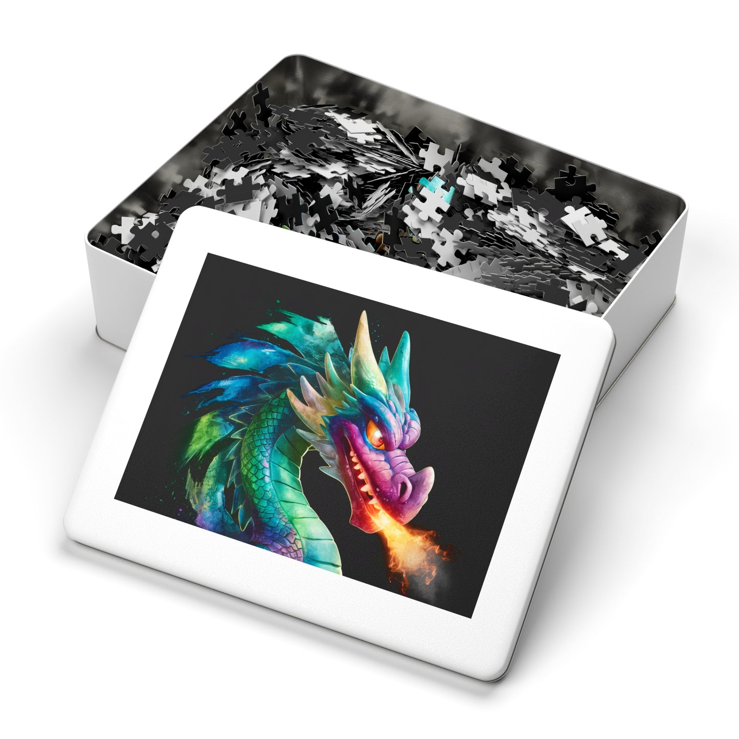 Colorful Fire Breathing Dragon Puzzle - 252, 500, 1000, 2000 Piece Fantasy Jigsaw Gift for Adults, Kids, Gamers, & Art Lovers