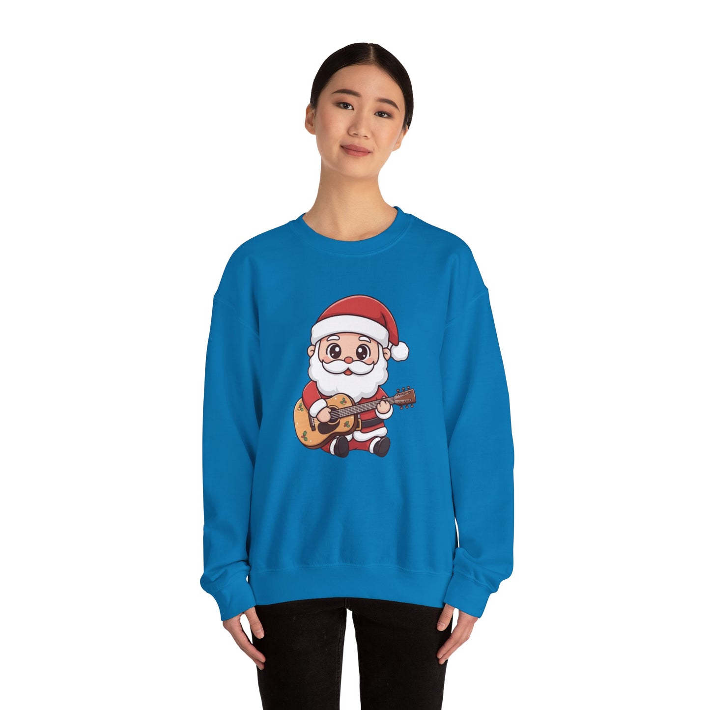 Cute Santa Guitar Sweatshirt | Christmas Music Lover Sweater | Holiday Crewneck | Funny Santa Musician Shirt | Cozy Xmas Gift for Him or Her