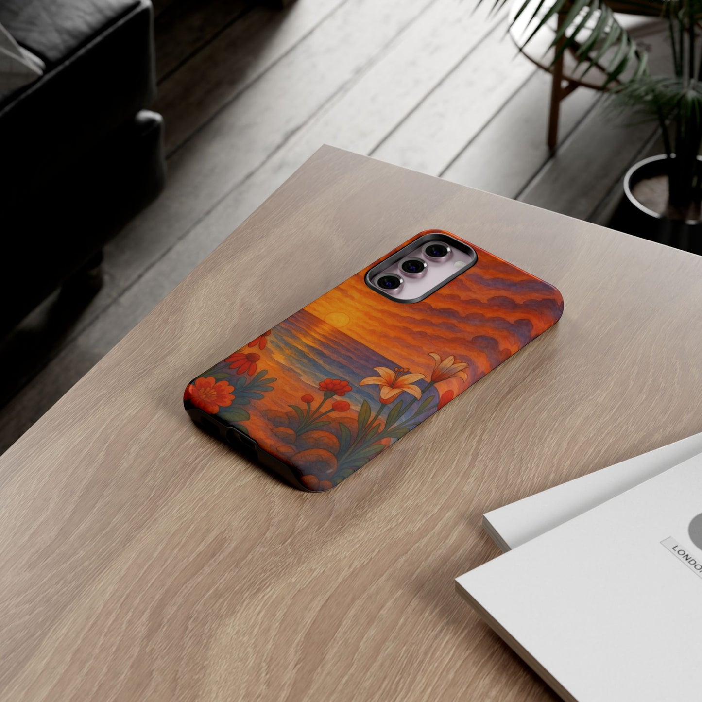 Samsung Case - Floral Ocean Sunset Watercolor Nautical Phone Case Beach Samsung Case Ocean Sunset Theme