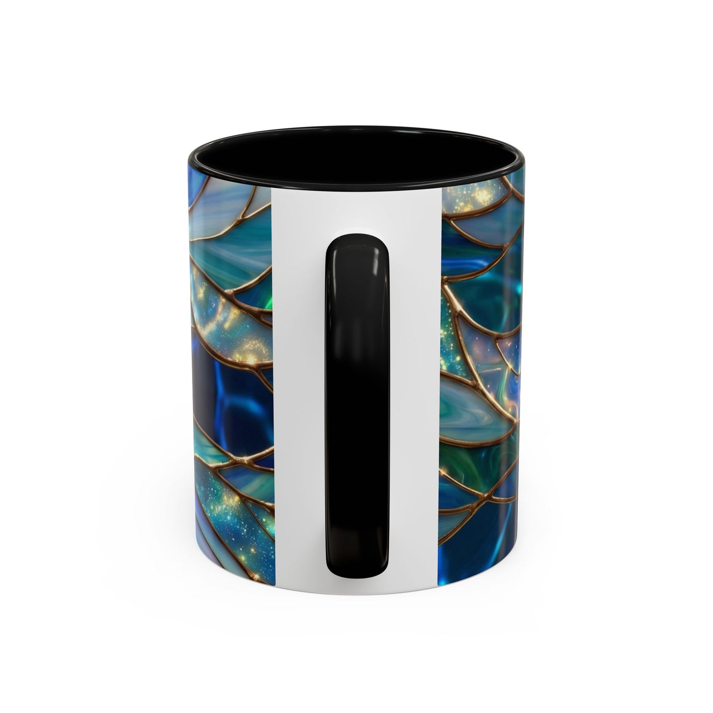 Stained Glass Jellyfish Mug, Ocean Art Coffee Cup, Nautical Sea Life Mug, Blue Teal Gold Glass Style Mug, Gift For Ocean Lovers Decor