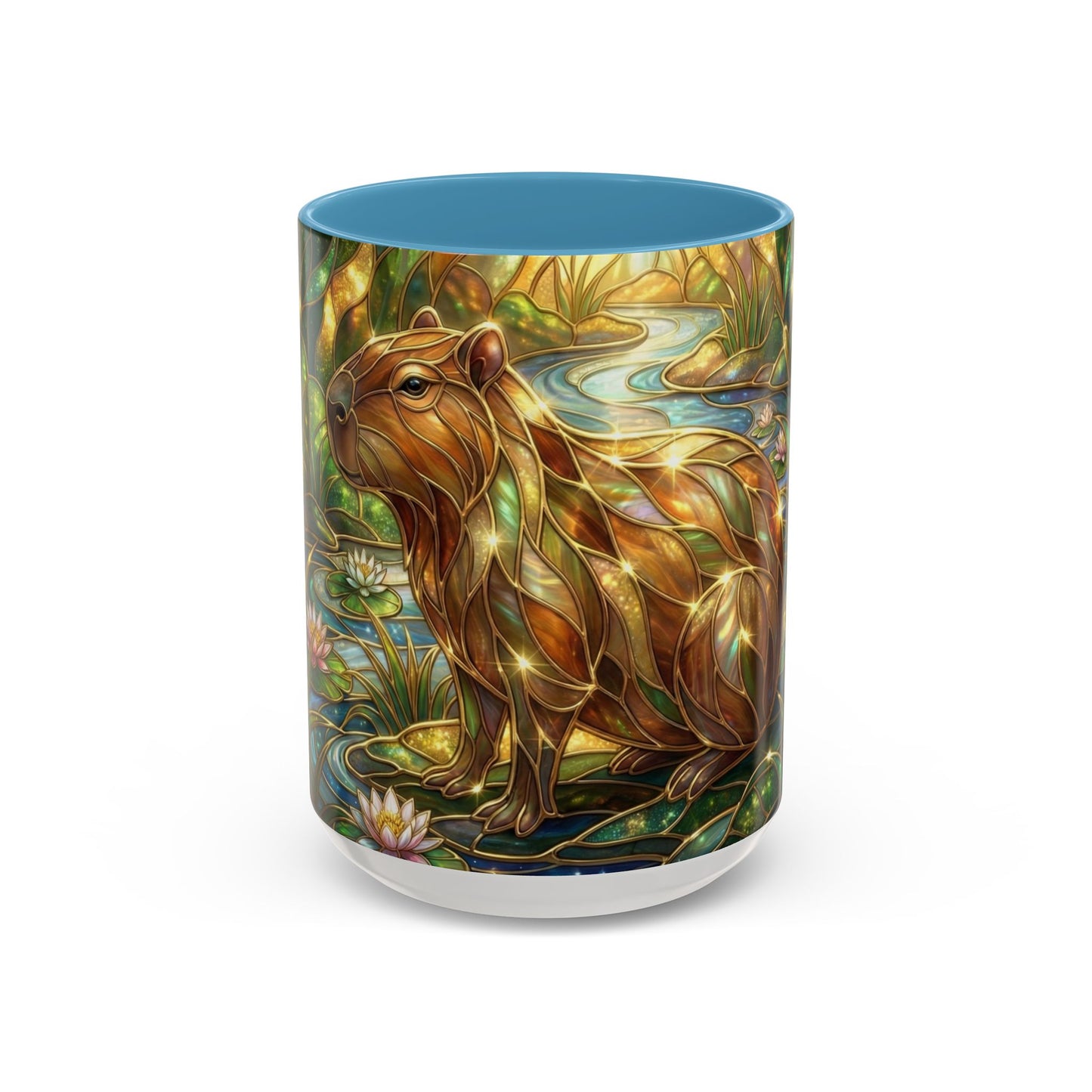 Capybara Coffee Mug, Stained Glass Capybara Art Mug, Cute Animal Lover Gift, Nature Inspired Ceramic Coffee Cup, Unique Wildlife Mug, 11oz 15oz