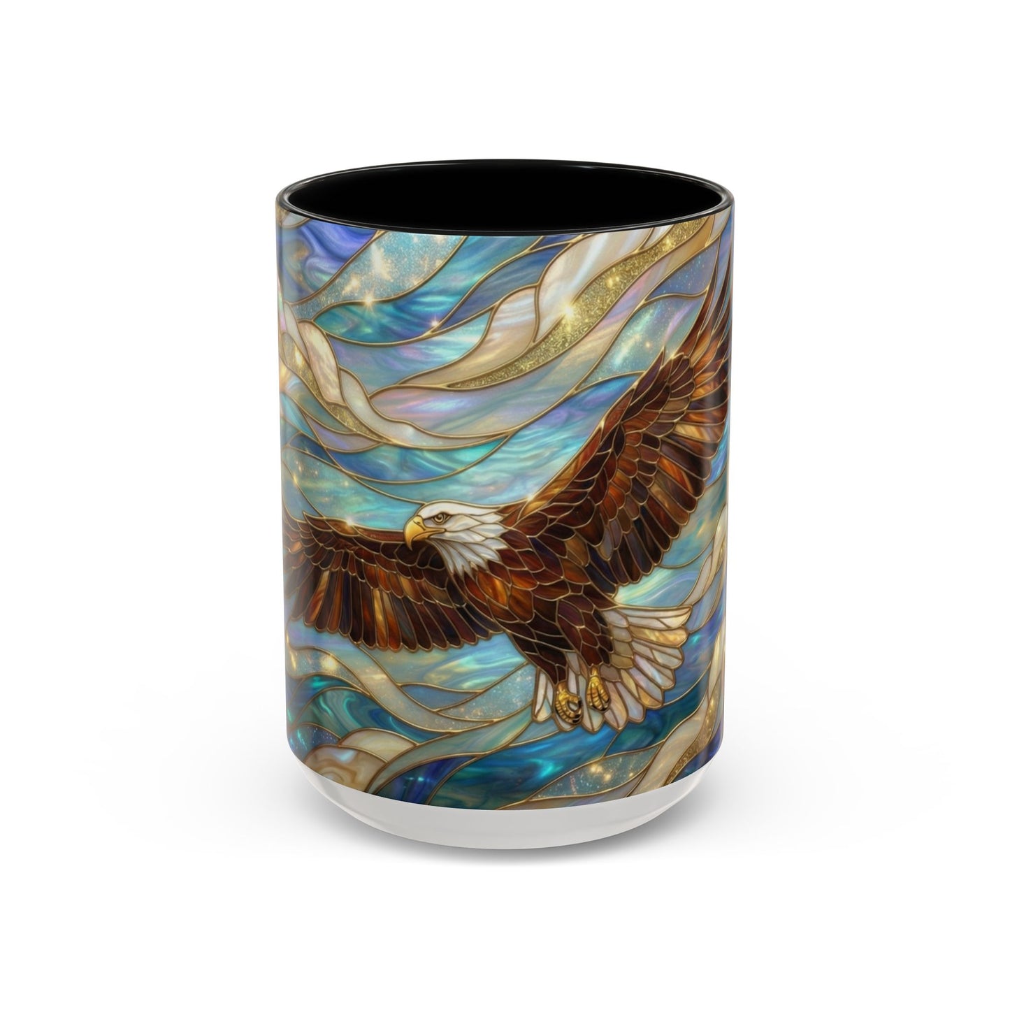 Stained Glass Eagle Mug, Bald Eagle Coffee Mug, Patriotic Eagle Cup, Wildlife Art Mug, Freedom Bird Mug, Nature Art Gift