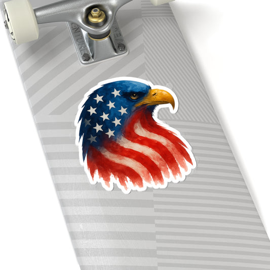 Patriotic Eagle Sticker - American Flag Decal, Kiss-Cut Vinyl for Laptop, Journal, Scrapbook, July 4th Decor, Veterans Gift