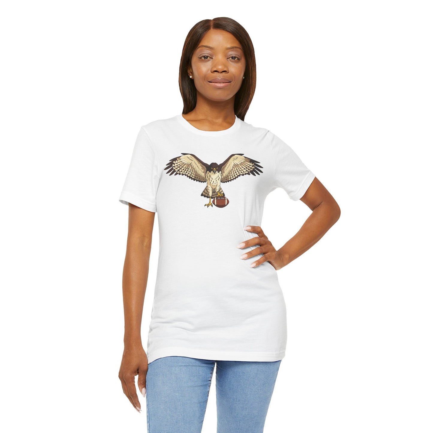 Hawk Football Shirt, Hawk Holding Football T Shirt, Football Mascot Tee, Bird Of Prey Shirt, Sports Fan Gift, Game Day Hawk Tee