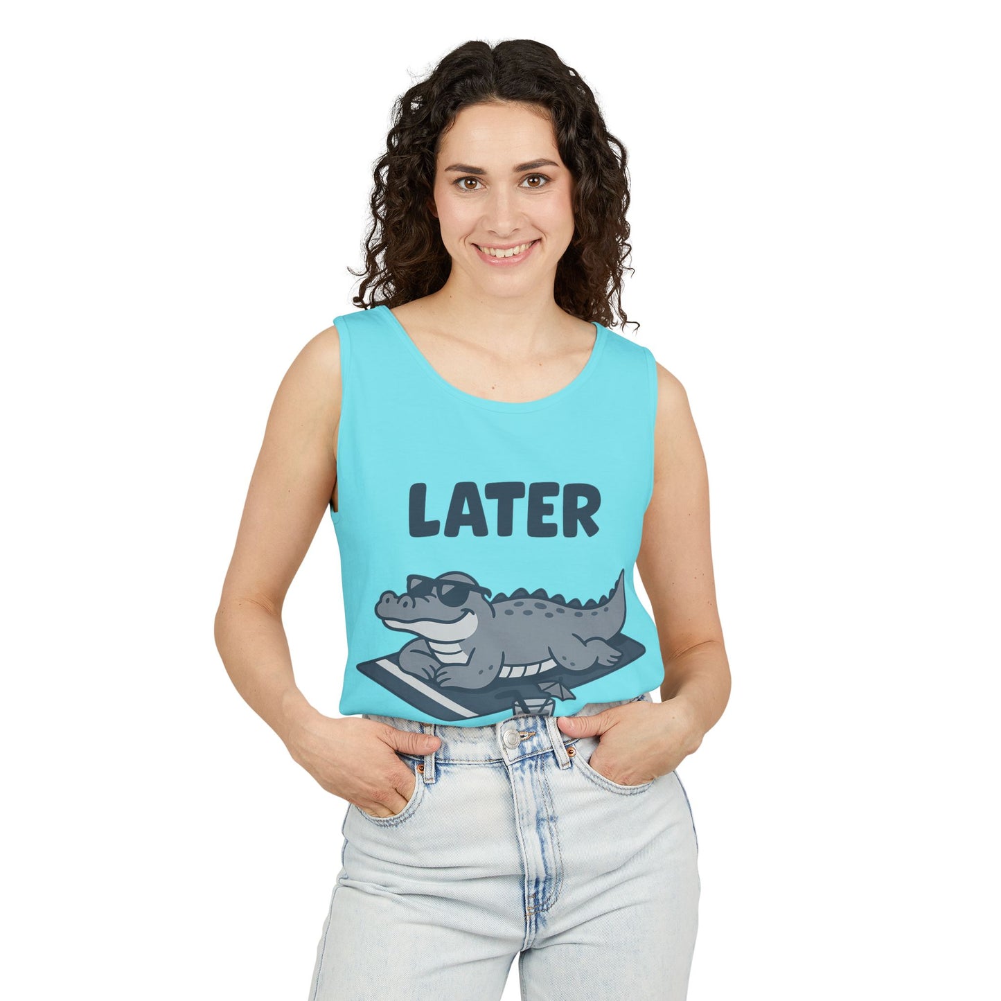 Funny Crocodile Tank Top - ‘Later Gator’ Cute Graphic Croc Tee, Summer Vest, Beach Gift, Sarcastic Animal Humor, Festival and Everyday Wear