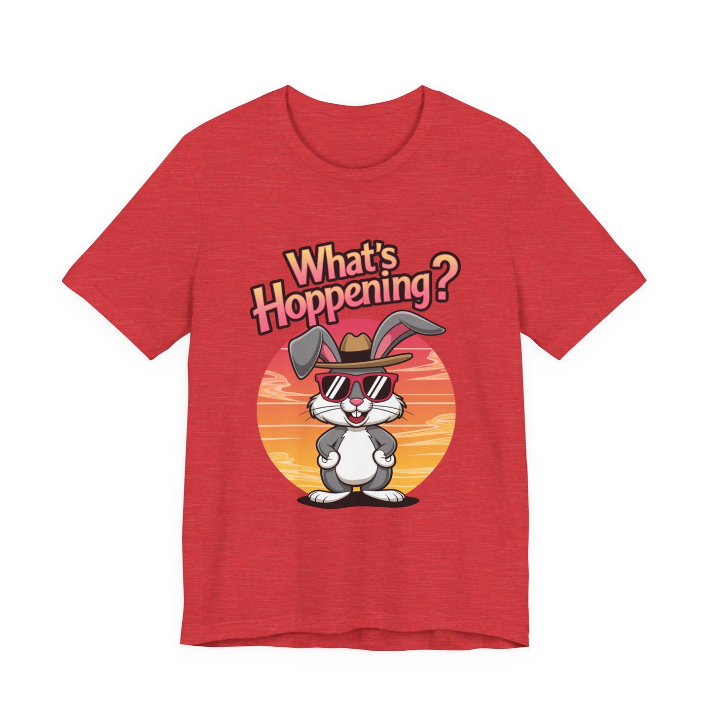 What’s Hoppening Funny Bunny Shirt – Cute Rabbit Pun T-Shirt – Sunset Graphic Tee for Animal Lovers, Easter, and Pun Enthusiasts