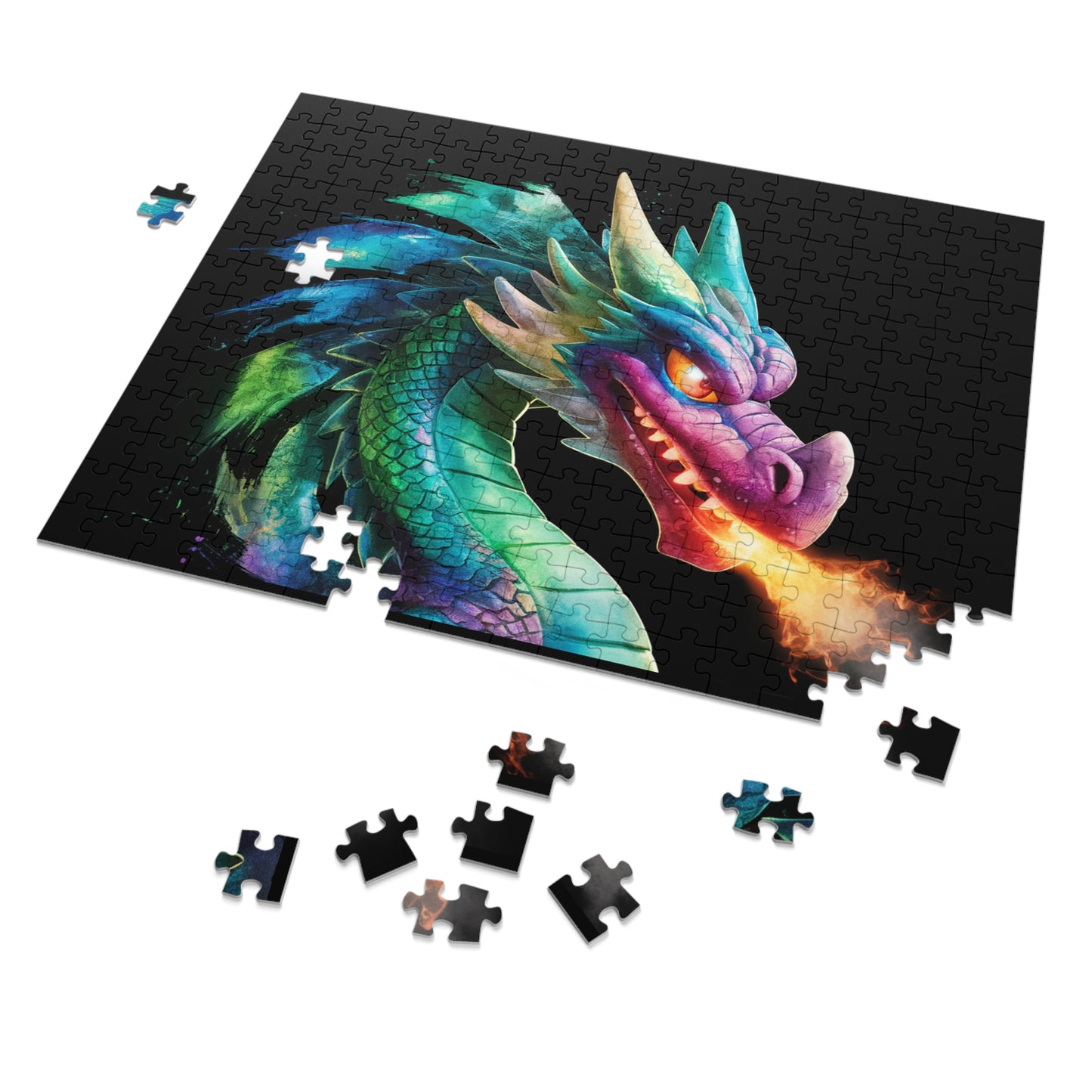 Colorful Fire Breathing Dragon Puzzle - 252, 500, 1000, 2000 Piece Fantasy Jigsaw Gift for Adults, Kids, Gamers, & Art Lovers