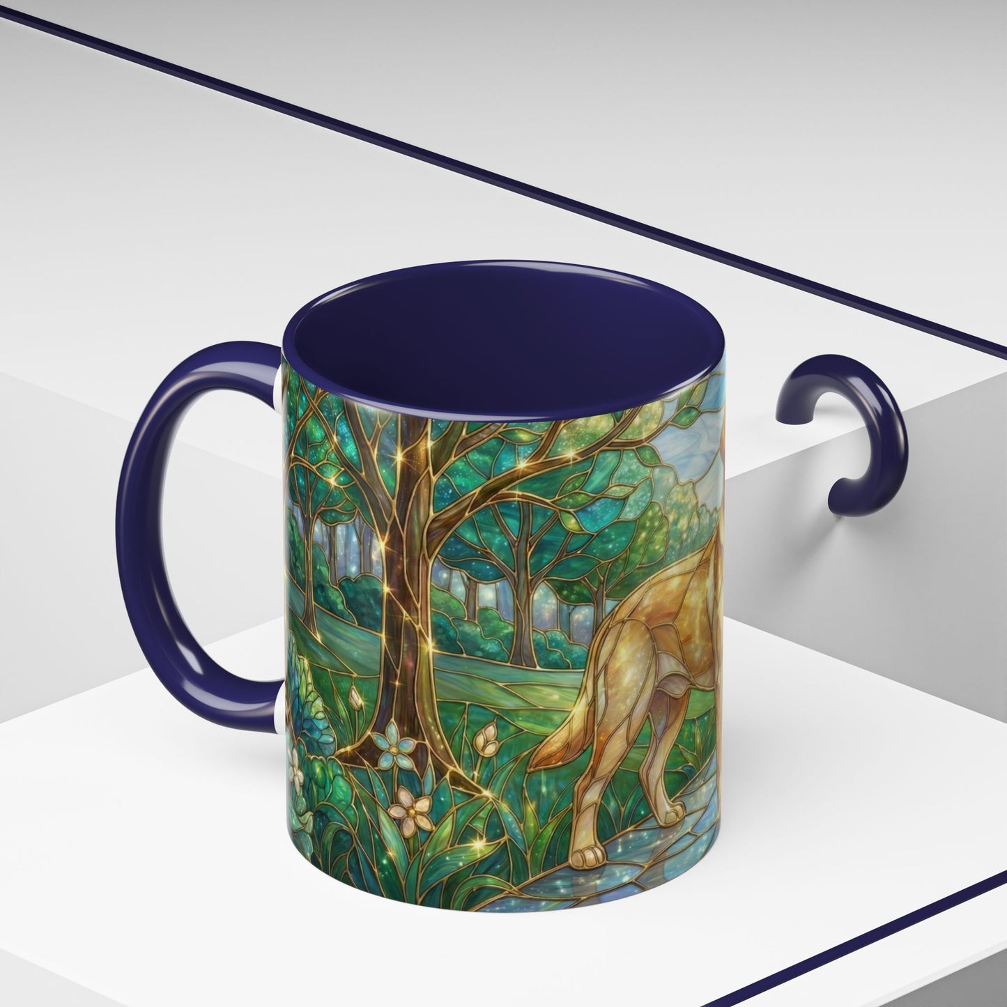 Stained Glass Labrador Mug, Dog Lover Coffee Mug, Labrador Retriever Art Cup, Pet Memorial Gift, Colorful Dog Mug, Nature Art Mug