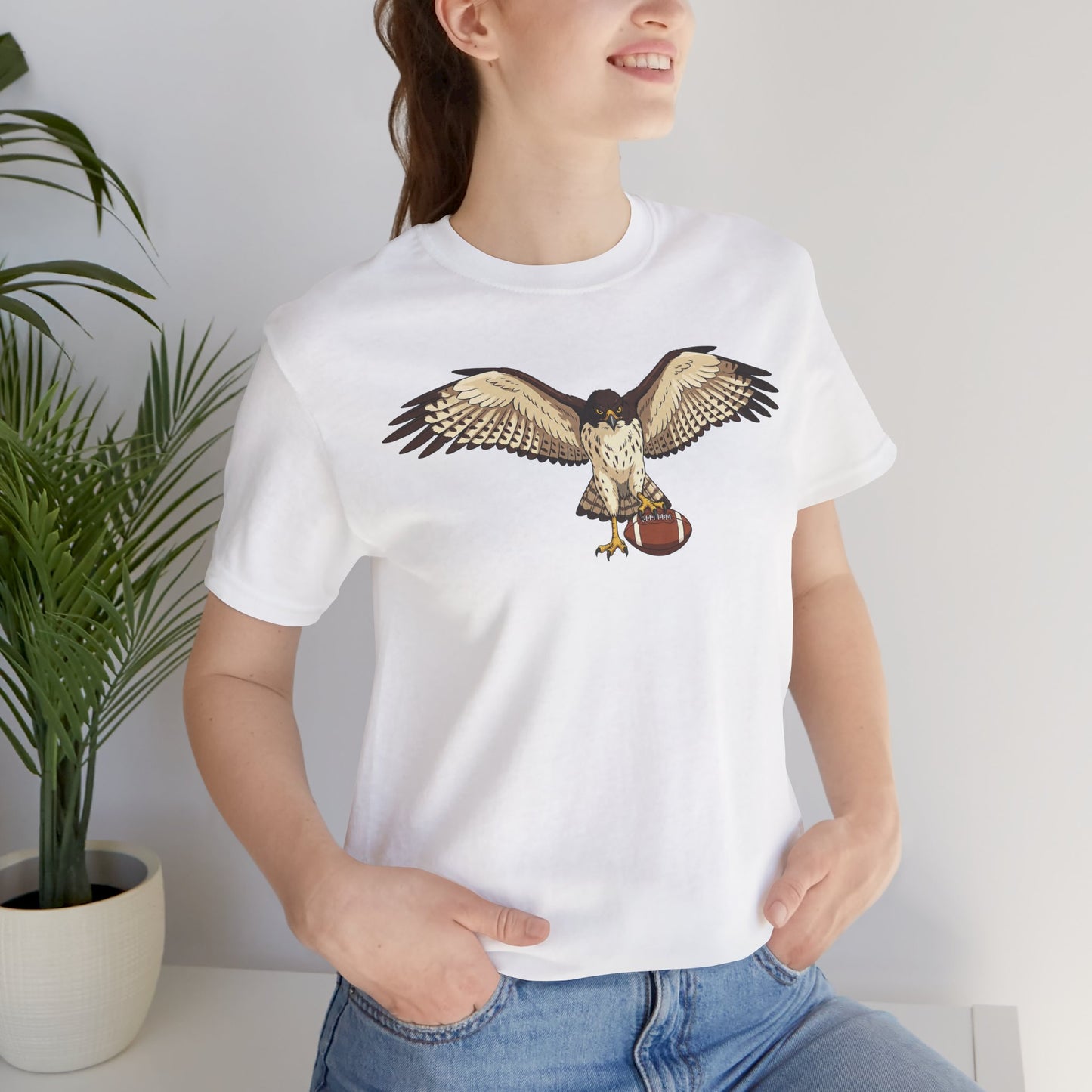 Hawk Football Shirt, Hawk Holding Football T Shirt, Football Mascot Tee, Bird Of Prey Shirt, Sports Fan Gift, Game Day Hawk Tee