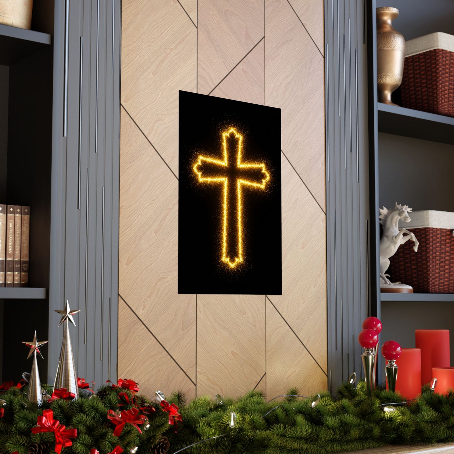 Vertical Poster - Glowing Cross Design