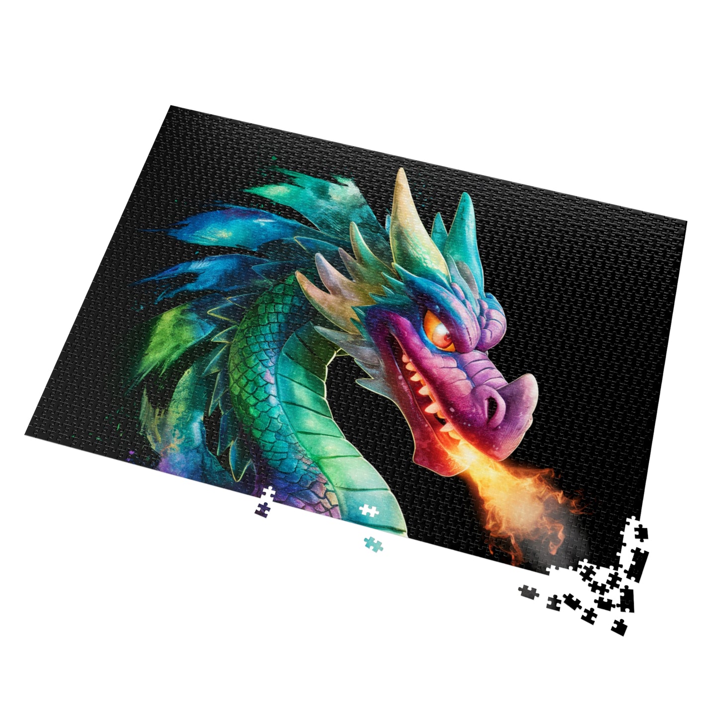 Colorful Fire Breathing Dragon Puzzle - 252, 500, 1000, 2000 Piece Fantasy Jigsaw Gift for Adults, Kids, Gamers, & Art Lovers