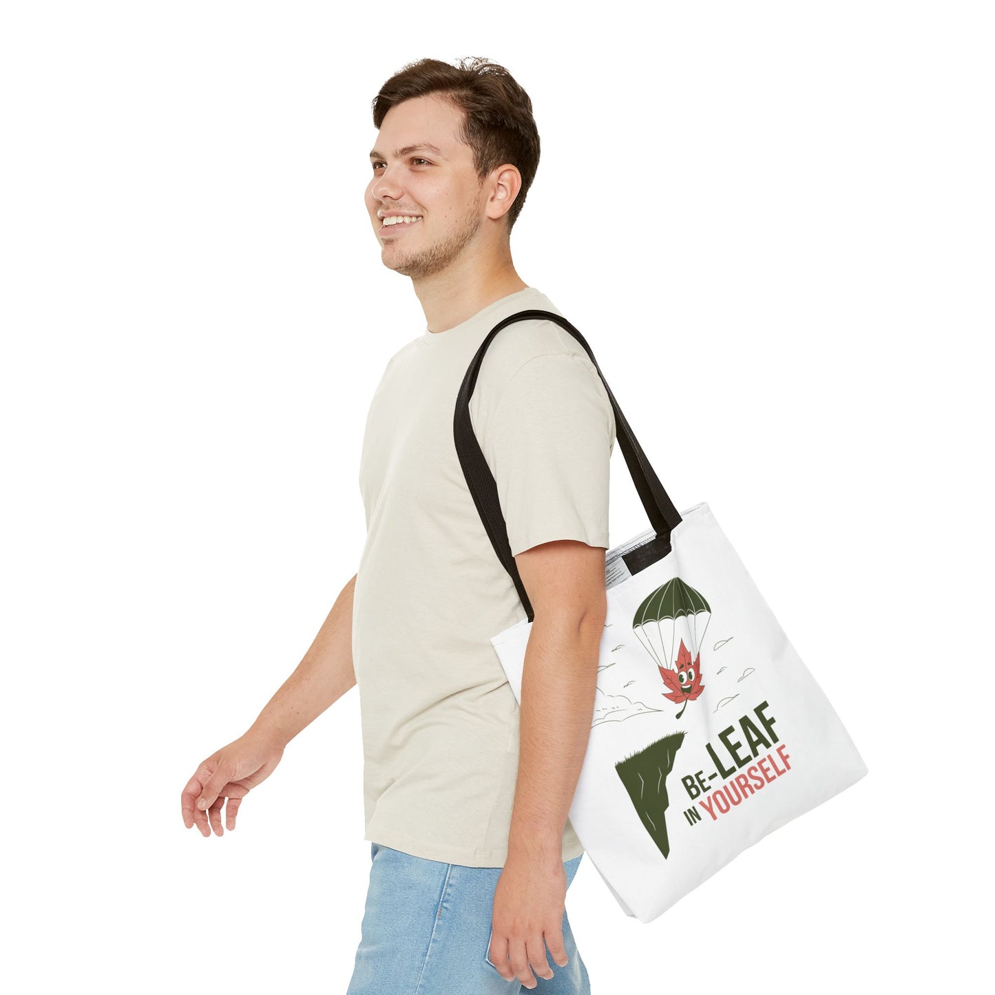 Tote Bag - Be-Leaf In Yourself Pun Design