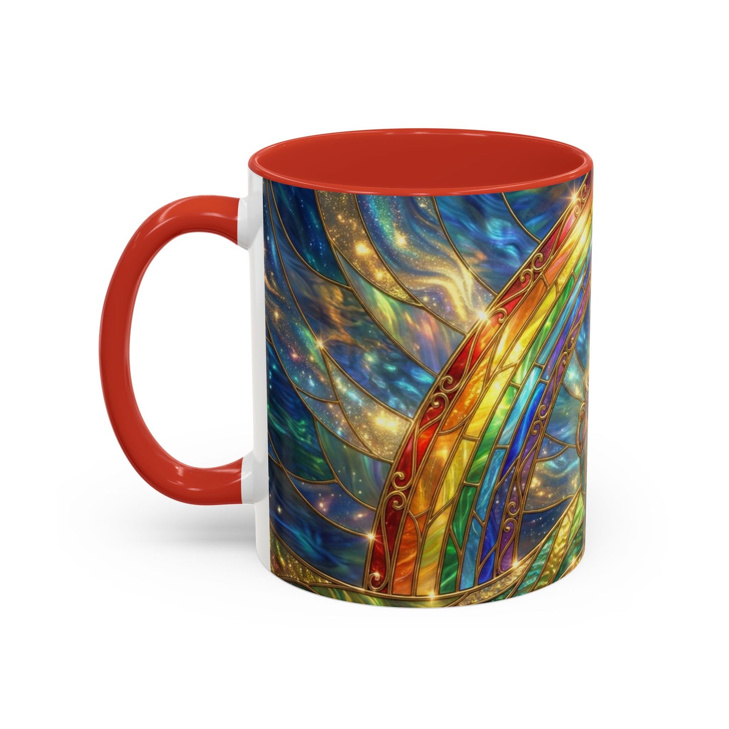 Stained Glass Pot of Gold Mug, Rainbow Coffee Cup, St Patricks Day Gift, Magical Fantasy Tea Mug, Celestial Drinkware, Lucky Irish Gift