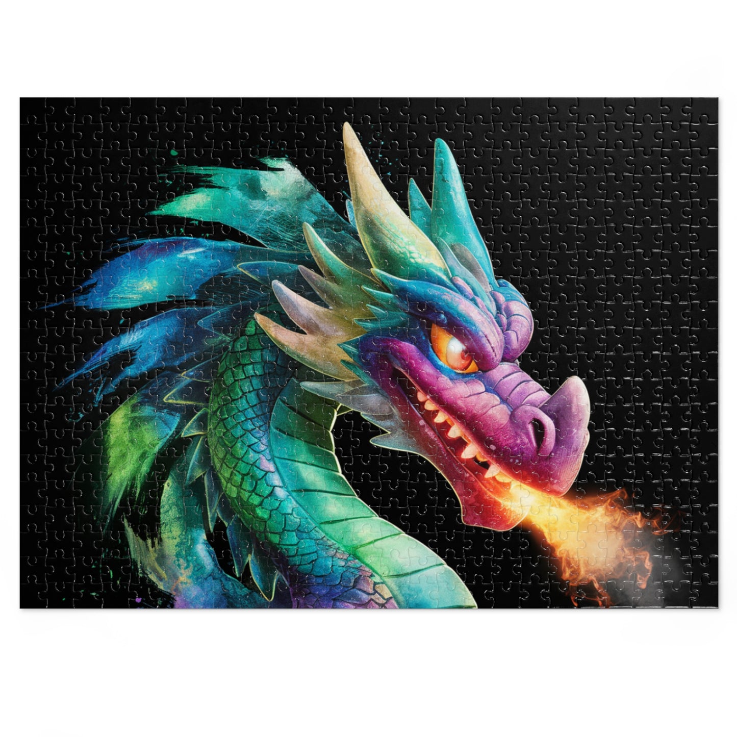 Colorful Fire Breathing Dragon Puzzle - 252, 500, 1000, 2000 Piece Fantasy Jigsaw Gift for Adults, Kids, Gamers, & Art Lovers