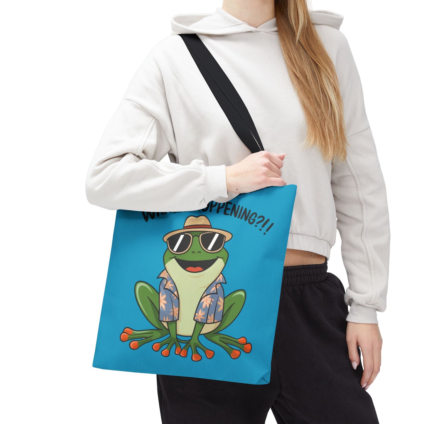 Frog Tote Bag - What's Hoppening Pun Design