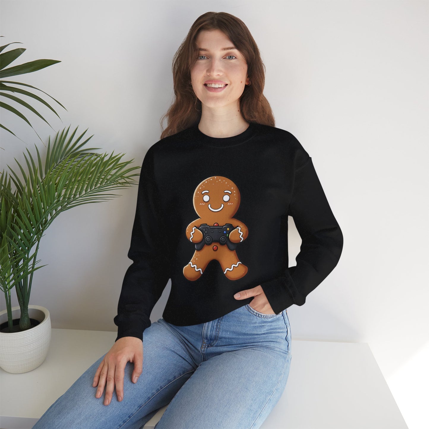 Gamer Gingerbread Sweatshirt | Funny Christmas Sweater | Cute Holiday Crewneck for Gamers | Cozy Unisex Winter Gift