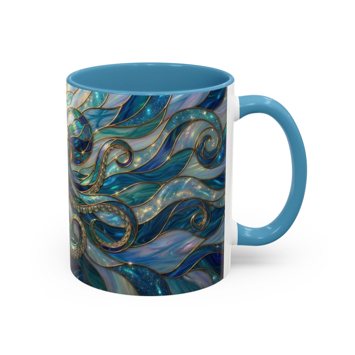 Stained Glass Octopus Mug, Octopus Coffee Mug, Ocean Art Mug, Nautical Decor Cup, Sea Creature Mug, Octopus Lover Gift