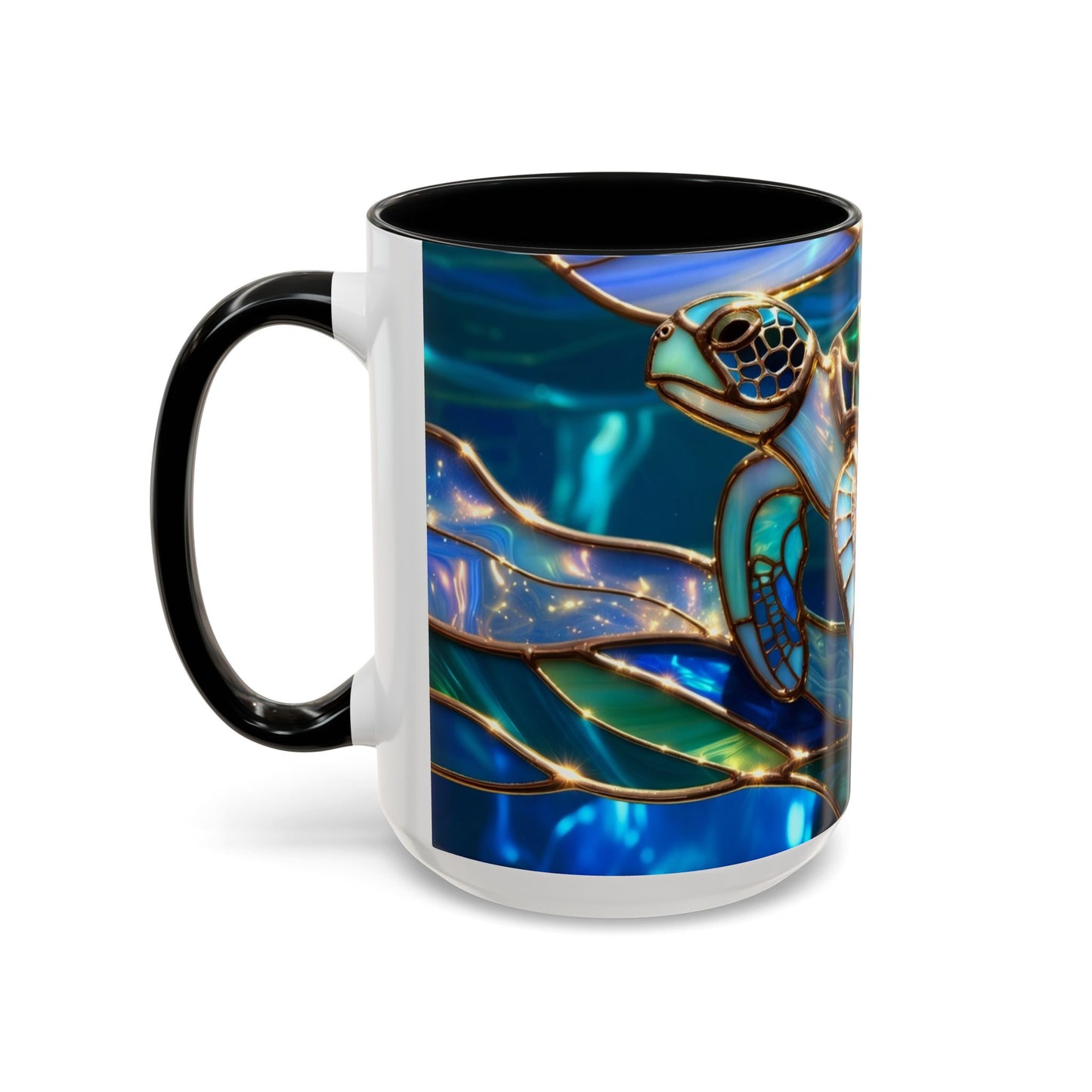 Stained Glass Sea Turtle Mug, Ocean Turtle Coffee Cup, Coastal Beach Mug Gift, Marine Life Art Cup, Sea Lover Gift, Ocean Wildlife Mug