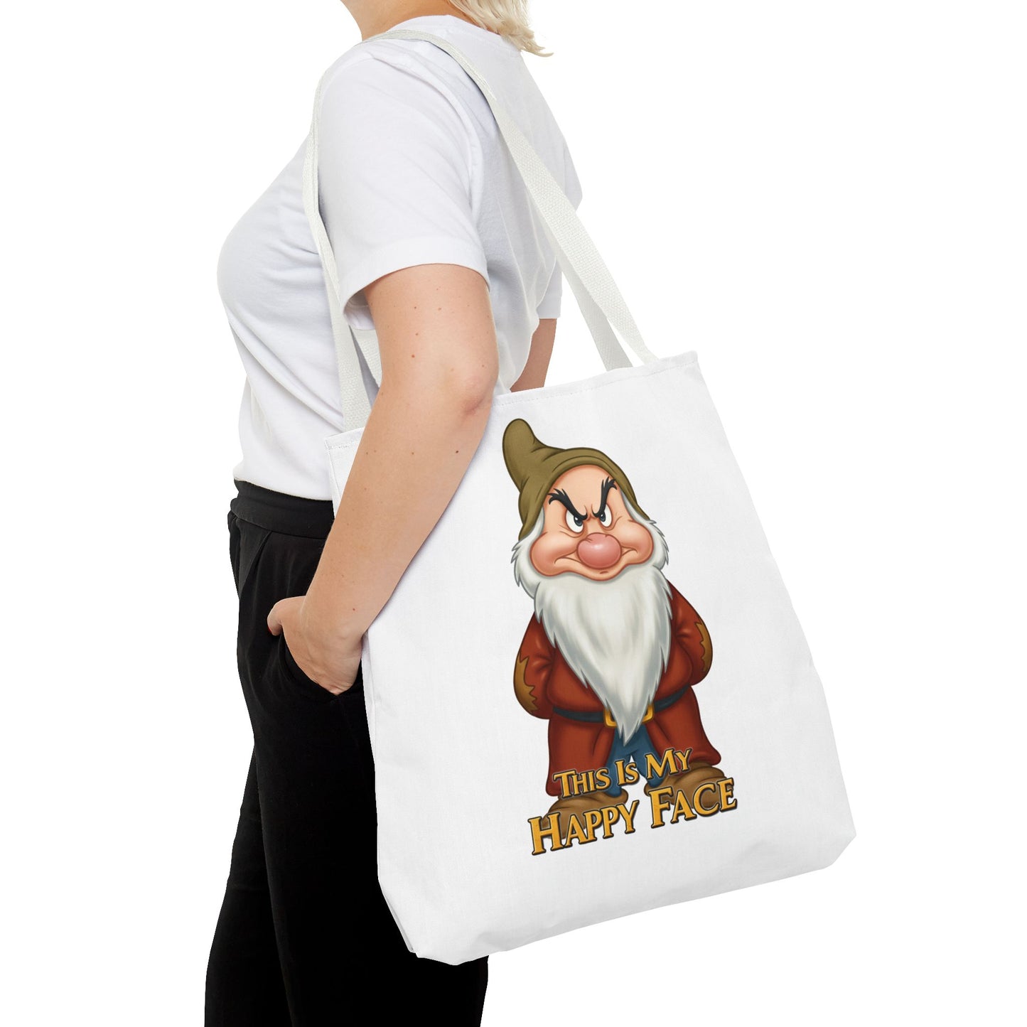 Grumpy Dwarf Tote Bag - "This Is My Happy Face"