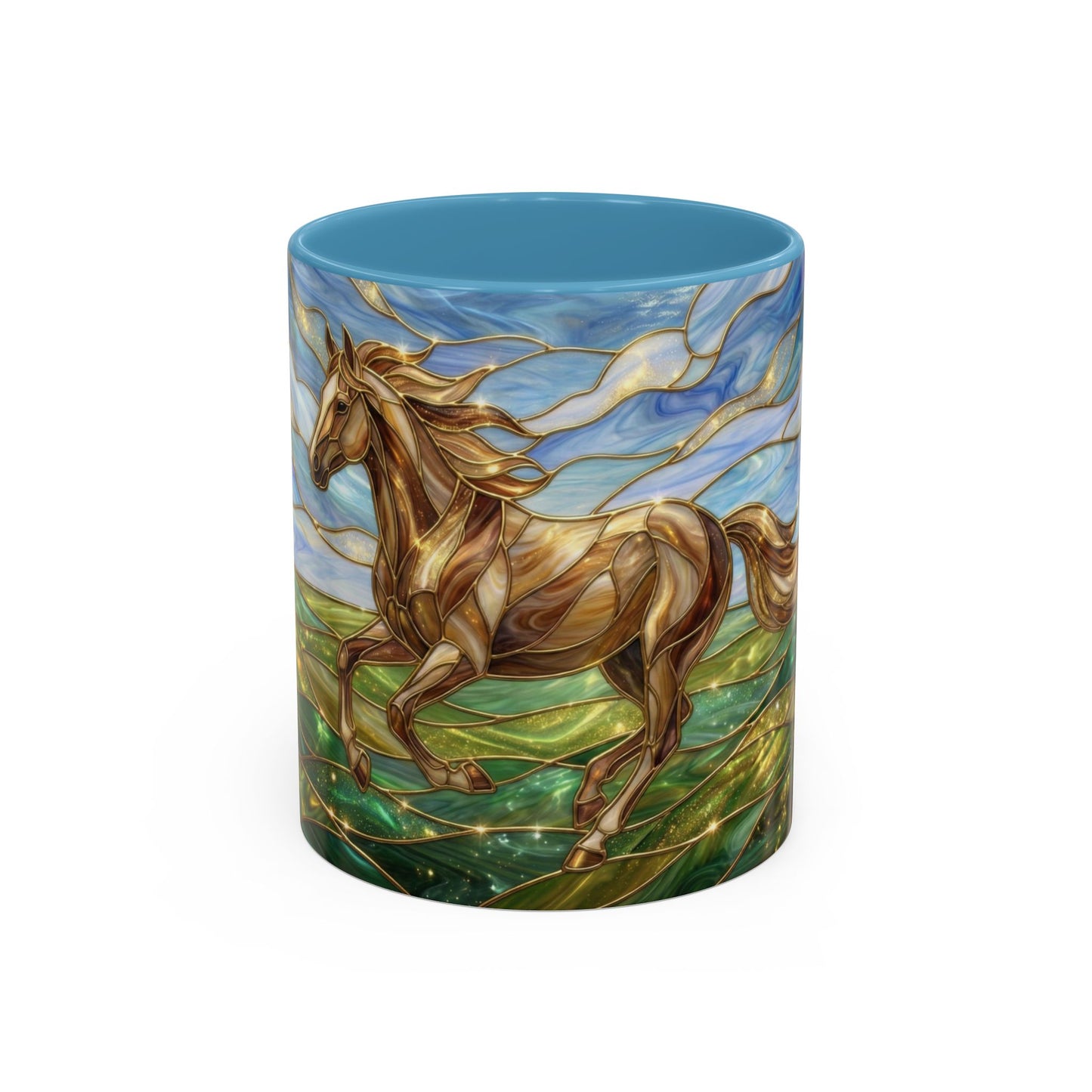Stained Glass Horse Mug, Horse Coffee Mug, Running Horse Cup, Equestrian Gift Mug, Nature Art Mug, Horse Lover Gift