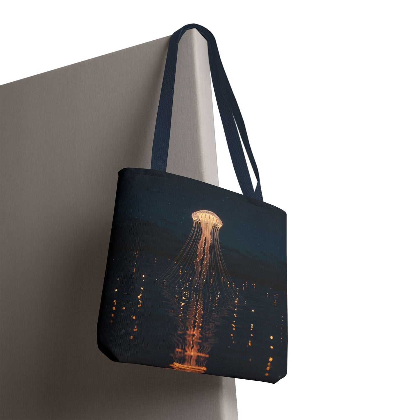 Luminous Jellyfish Tote Bag, Glow-Inspired Ocean Design Shoulder Bag, Durable Polyester Tote For Everyday Style, Gifts, And Coastal Fashion