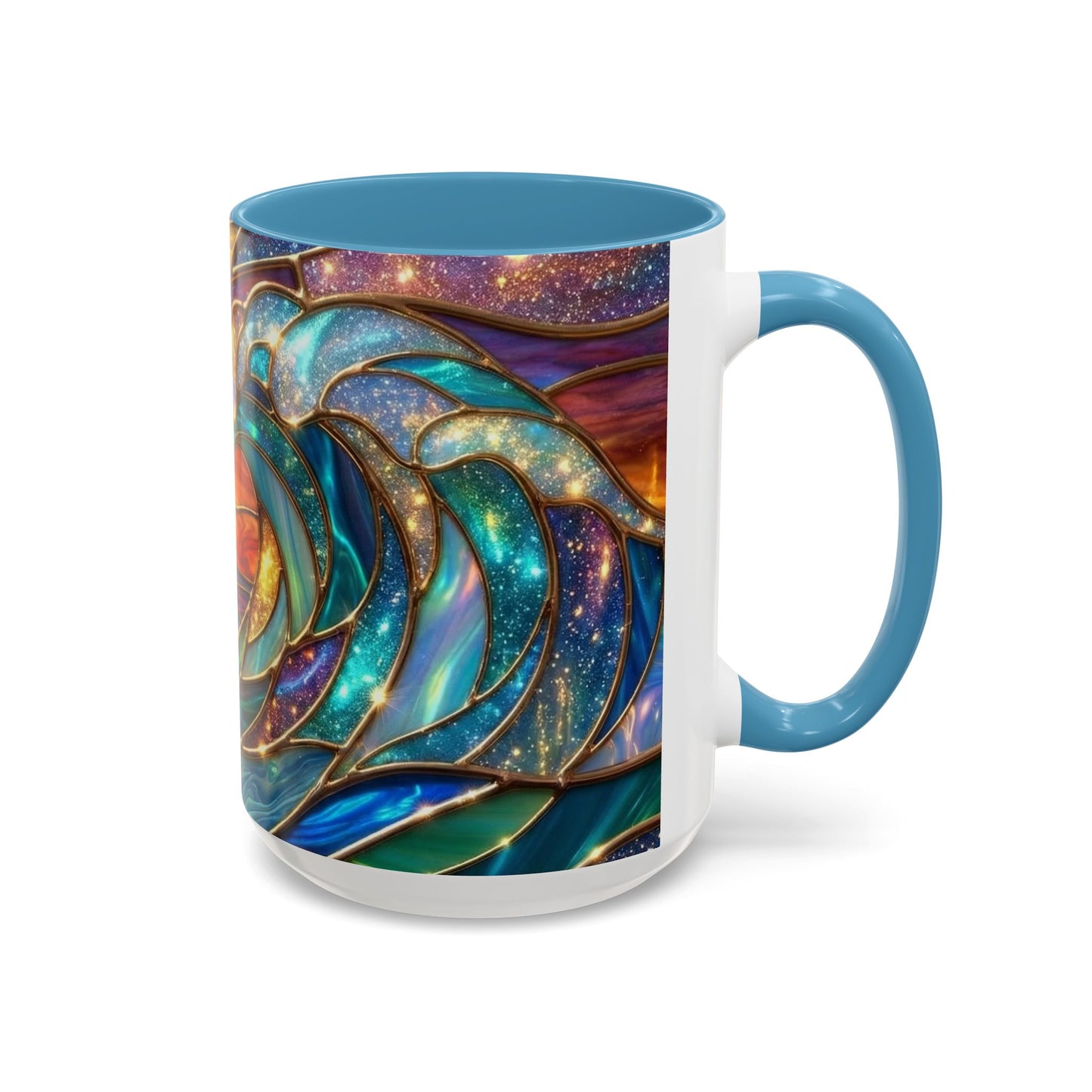 Stained Glass Wave Mug, Cosmic Ocean Coffee Cup, Celestial Sunrise Tea Mug, Surfer Beach Decor Gift, Starry Sea Art, Ocean Lover Cup
