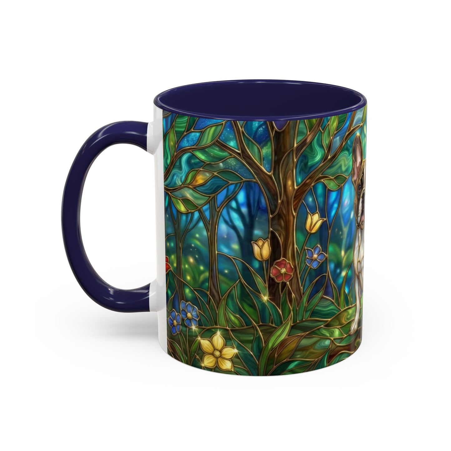 Stained Glass French Bulldog Mug, Frenchie Coffee Mug, Colorful French Bulldog Art Cup, Dog Mom Gift, Pet Lover Mug, Unique Frenchie Gift