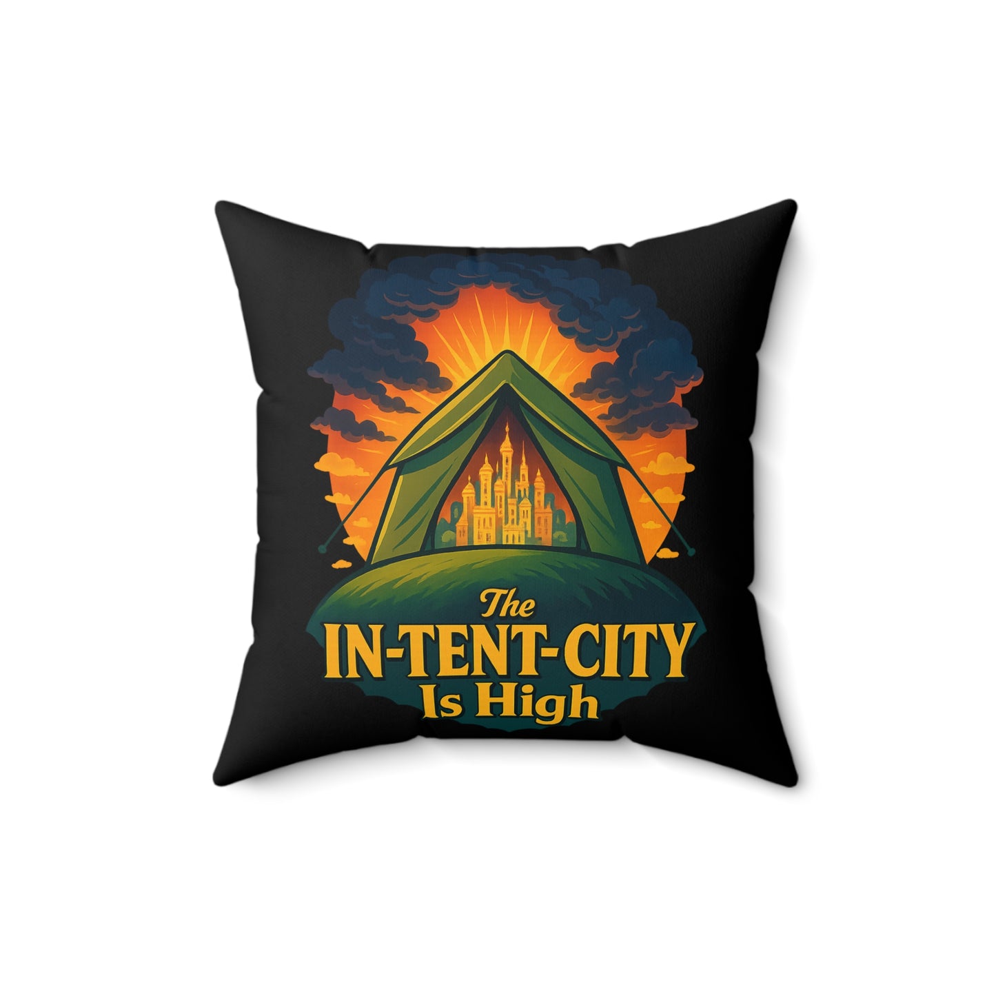 Square Pillow City in a Tent The In-Tent-City is High Intense Throw Intensity Decor Dorm Room Decor