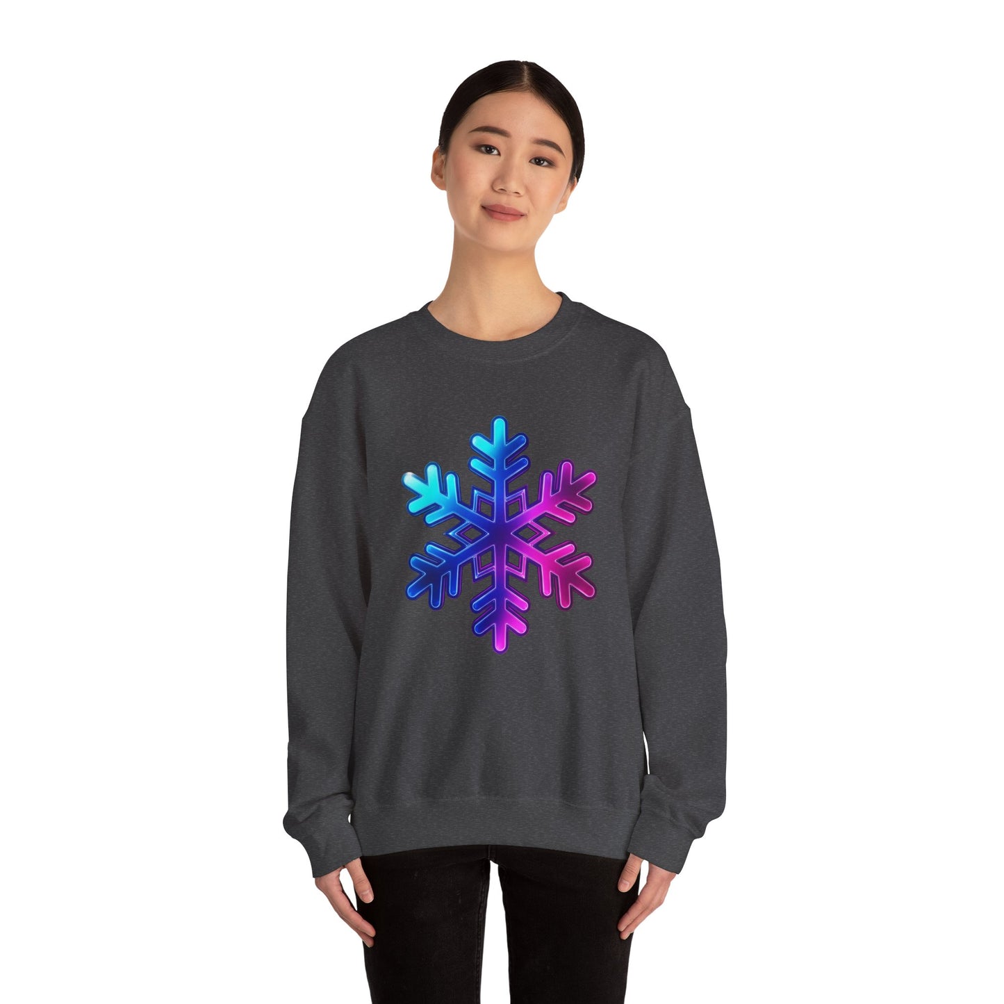 Blue Pink Gradient Snowflake Sweatshirt, Winter Aesthetic Pullover, Cozy Christmas Crewneck, Festive Holiday Sweater Gift for Her or Him