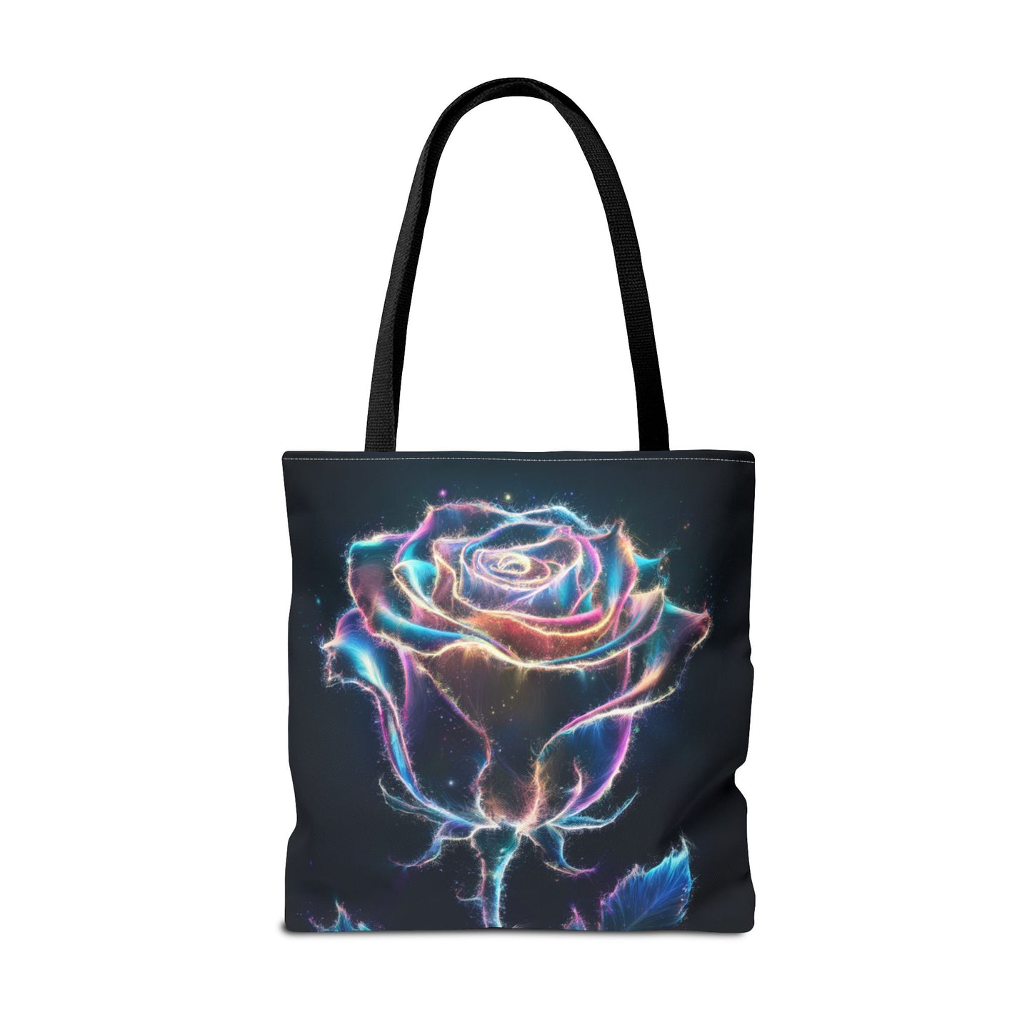 Neon Rose Tote Bag • Electric Floral Art Tote • Neon Glow Rose Canvas Carry-All • Vibrant Statement Floral Tote • Gift for Art Lovers