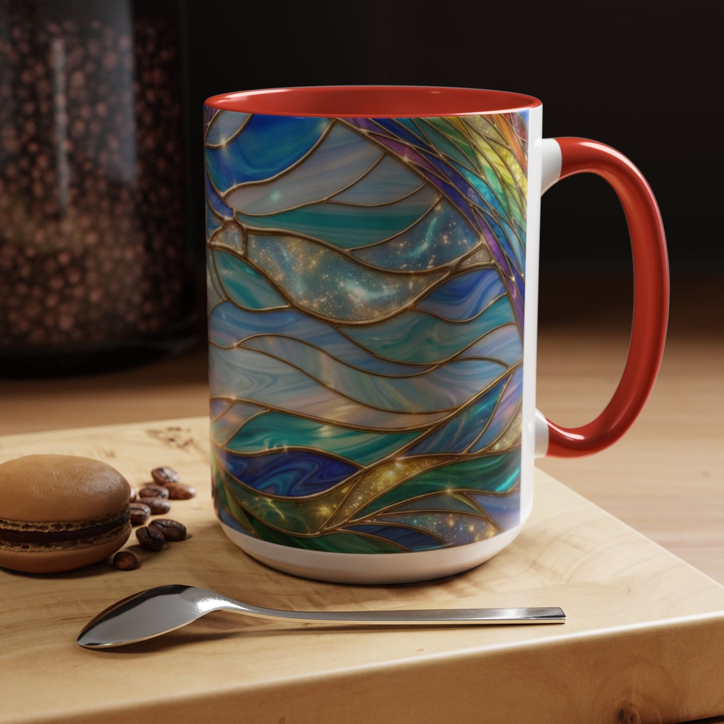 Stained Glass Rainbow Mug, Pot Of Gold Coffee Cup, St Patricks Day Gift, Magical Fantasy Tea Cup, Lucky Irish Leprechaun, Colorful Art