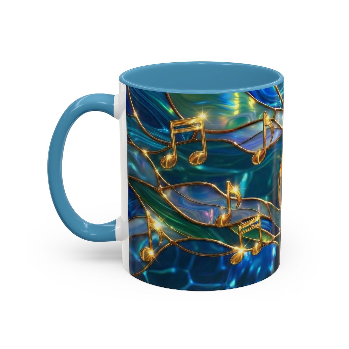 Music Notes Mug, Stained Glass Music Coffee Mug, Musical Gift Mug, Music Lover Cup, Music Teacher Gift, Artistic Coffee Mug