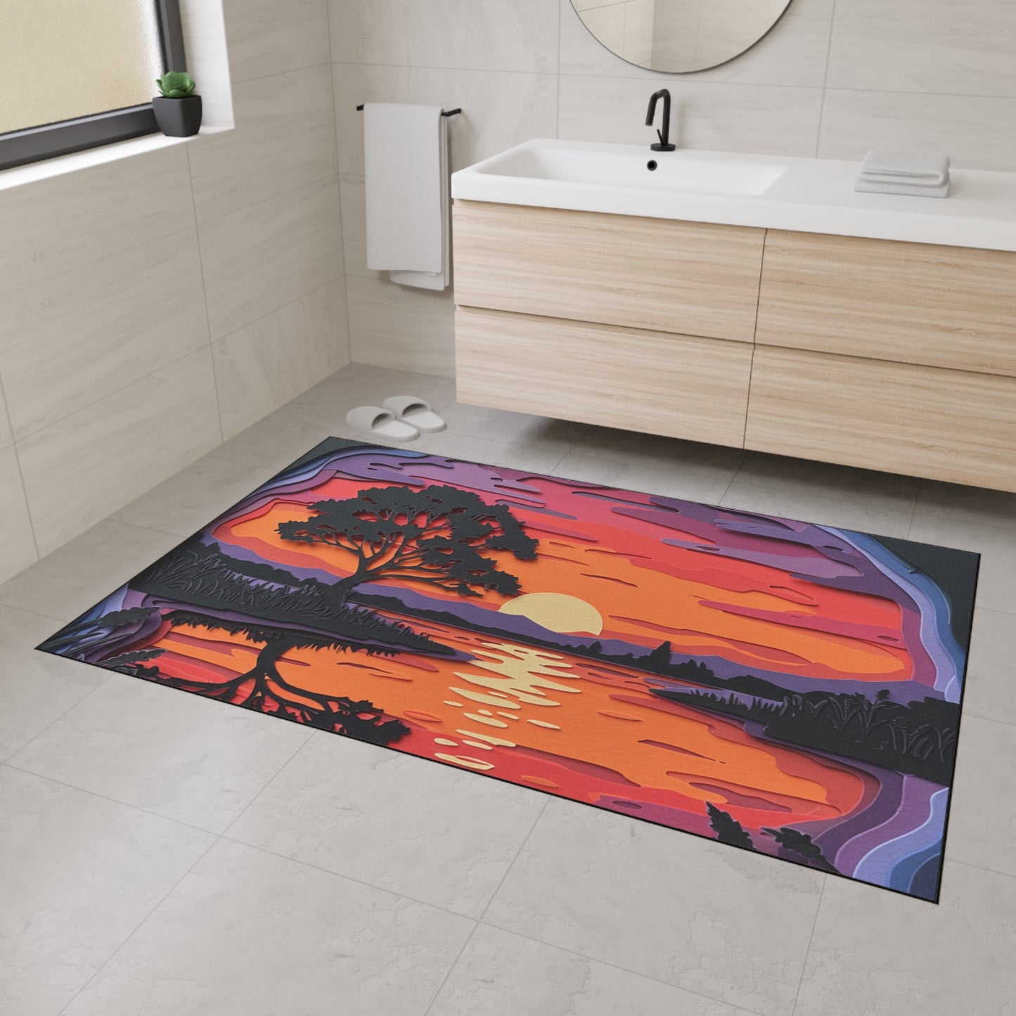 Floor Mat - Paper Art Sunset design