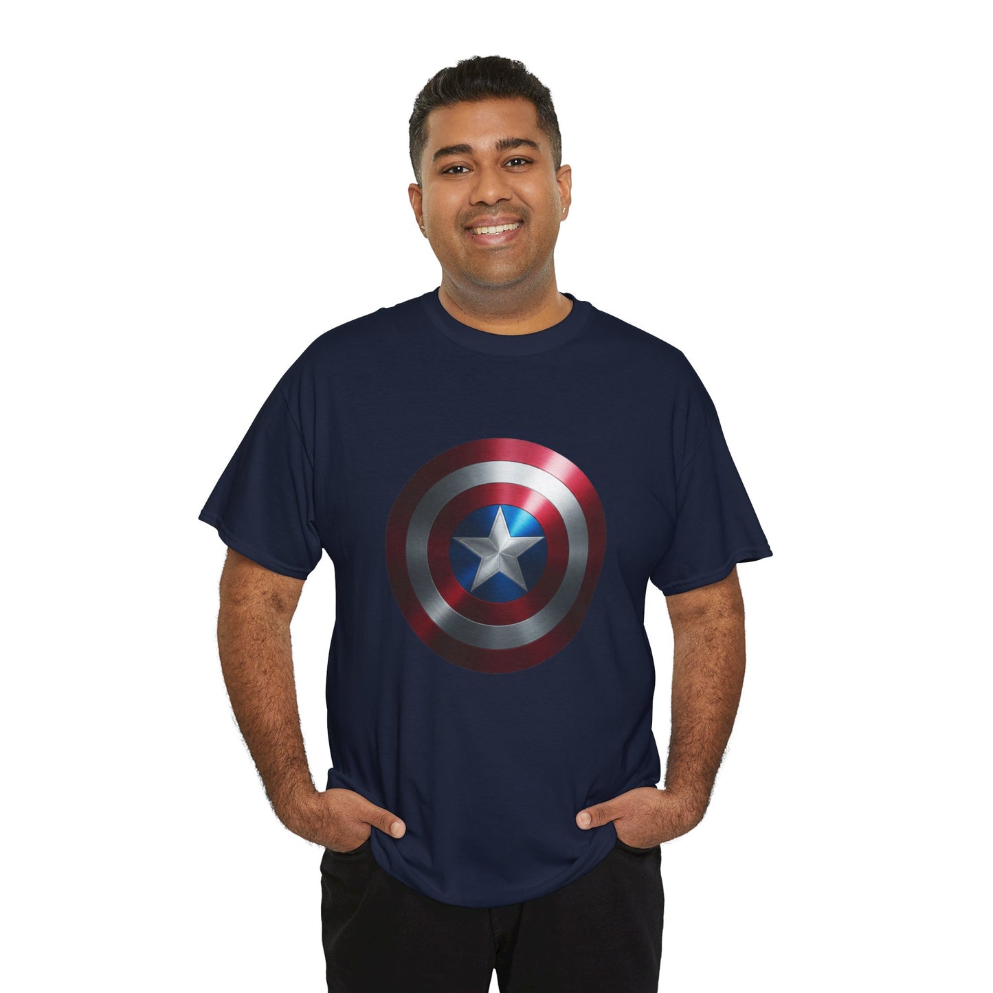 Patriotic Hero Shield Shirt – Star Emblem Graphic Tee – Super Soldier Gift – Comic Inspired Unisex Shirt – Cosplay Convention Top