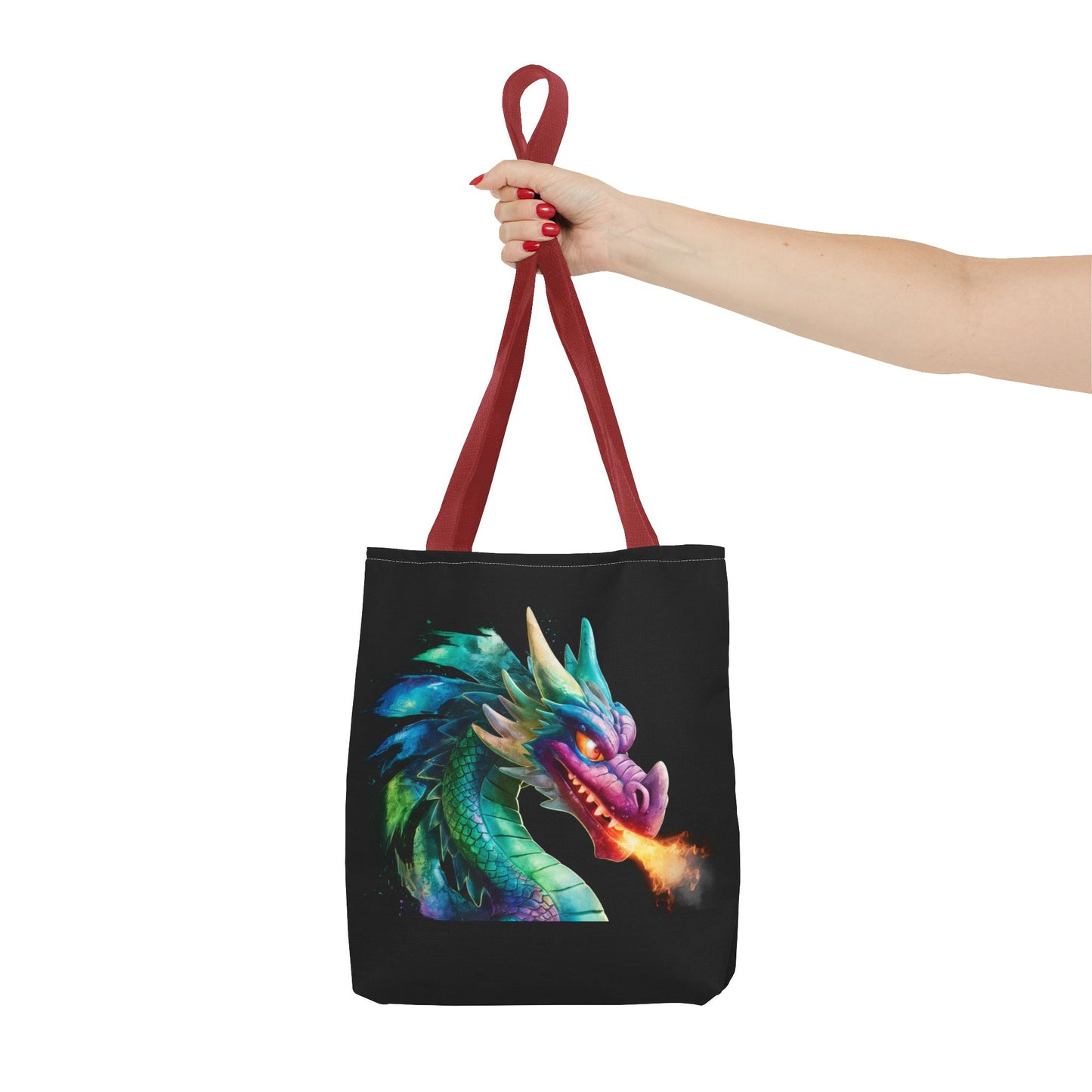 Double-Sided Fierce Dragon Canvas Tote - Colorful Fire-Breathing Fantasy, Eco Reusable Bag, Gift for Dragon Lover