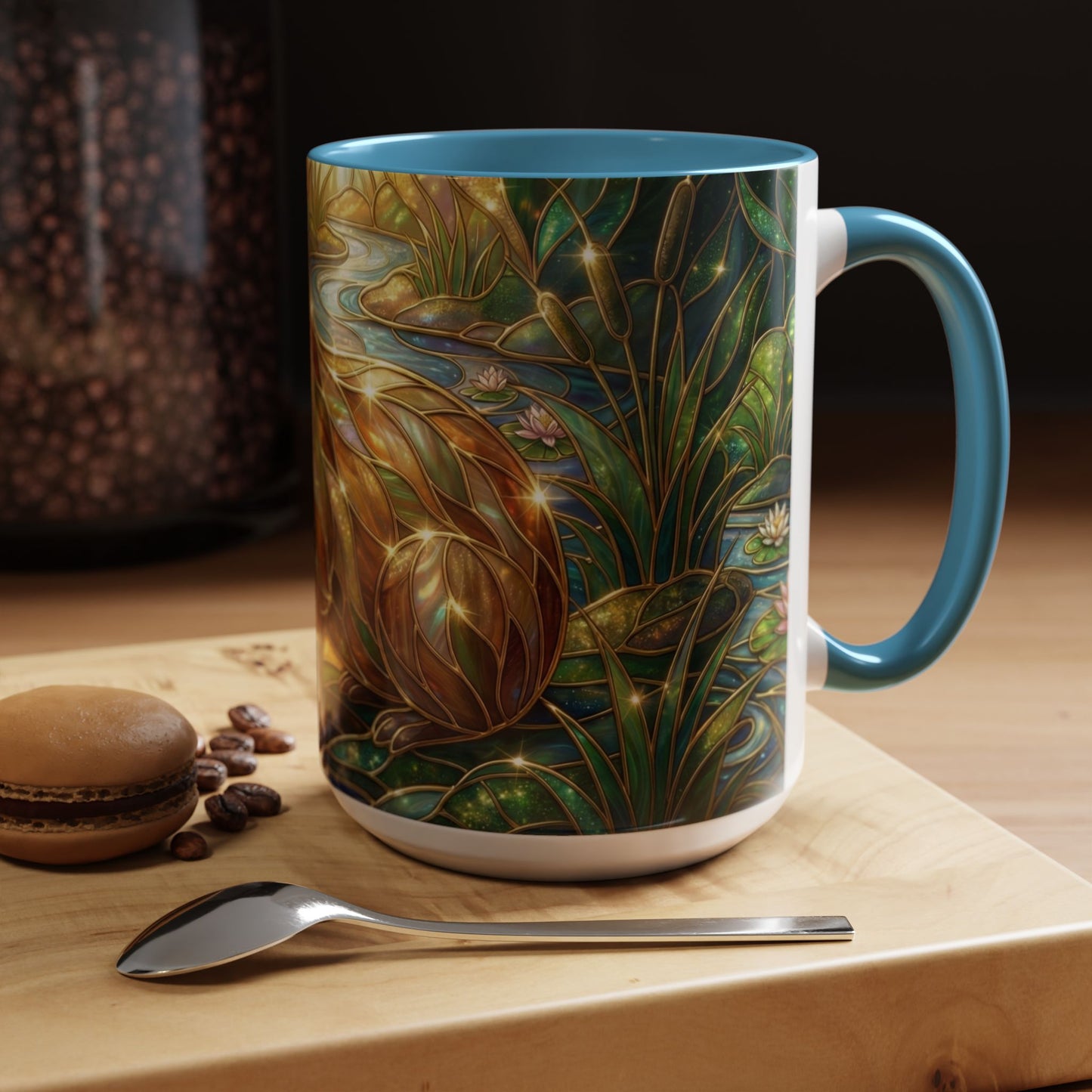 Capybara Coffee Mug, Stained Glass Capybara Art Mug, Cute Animal Lover Gift, Nature Inspired Ceramic Coffee Cup, Unique Wildlife Mug, 11oz 15oz