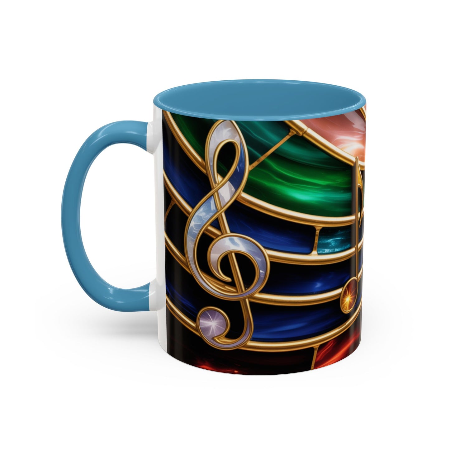 Stained Glass Music Mug, Musical Notes Coffee Cup, Colorful Treble Clef Mug, Musician Gift Idea, Music Lover Cup, Art Mug for Singers
