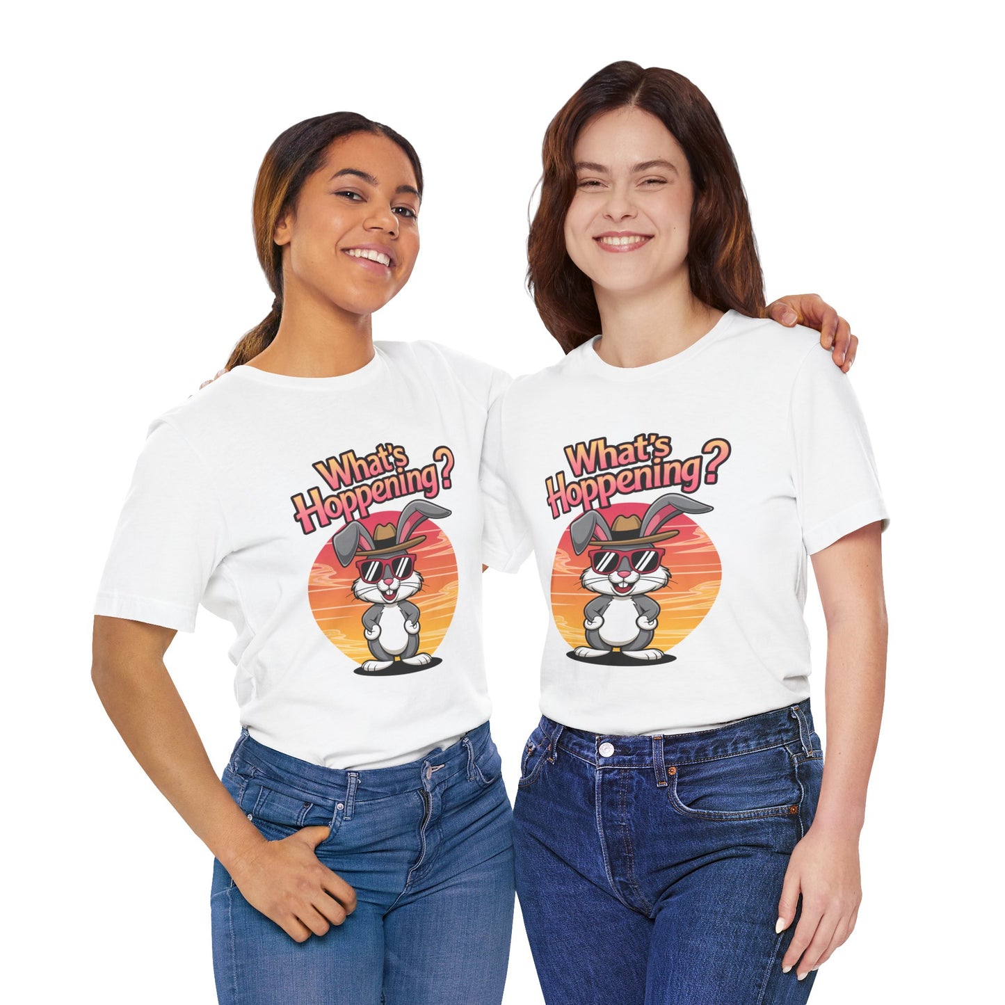 What’s Hoppening Funny Bunny Shirt – Cute Rabbit Pun T-Shirt – Sunset Graphic Tee for Animal Lovers, Easter, and Pun Enthusiasts