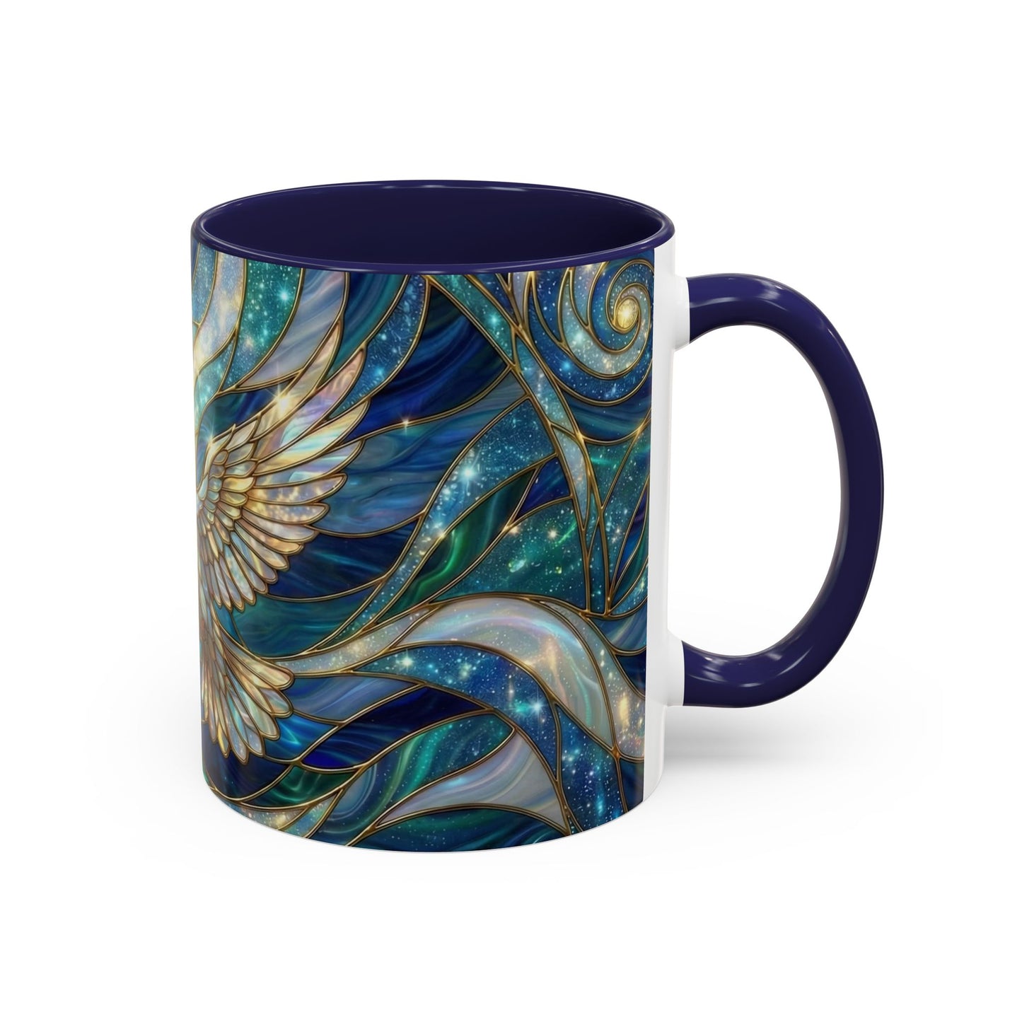 Stained Glass Dove Mug, Christian Coffee Cup, Religious Gift, Faith Art Mug, Holy Spirit Dove, Inspirational Christian Mug