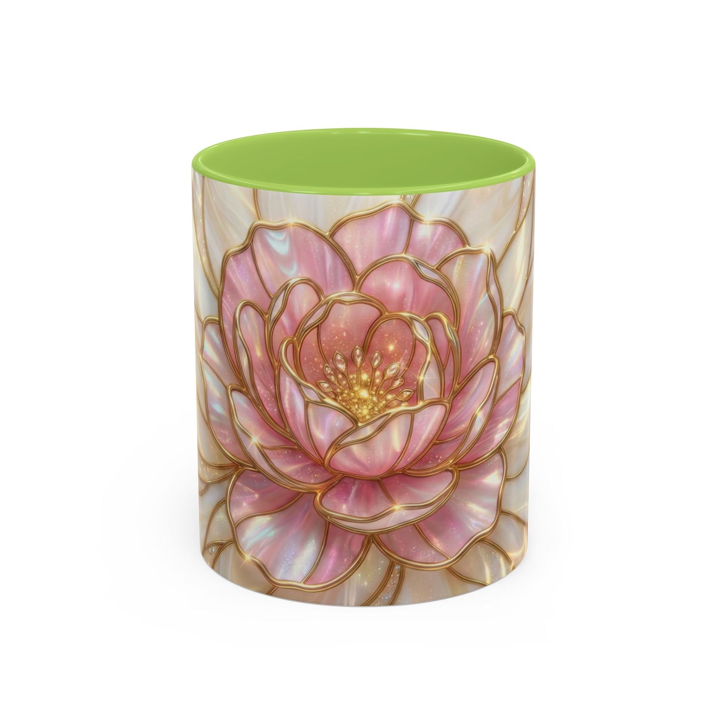 Pink Peony Stained Glass Mug, Gold Floral Coffee Cup, Elegant Flower Gift For Her, Fairycore Tea Cup, Mothers Day Present, Pearl Art Decor