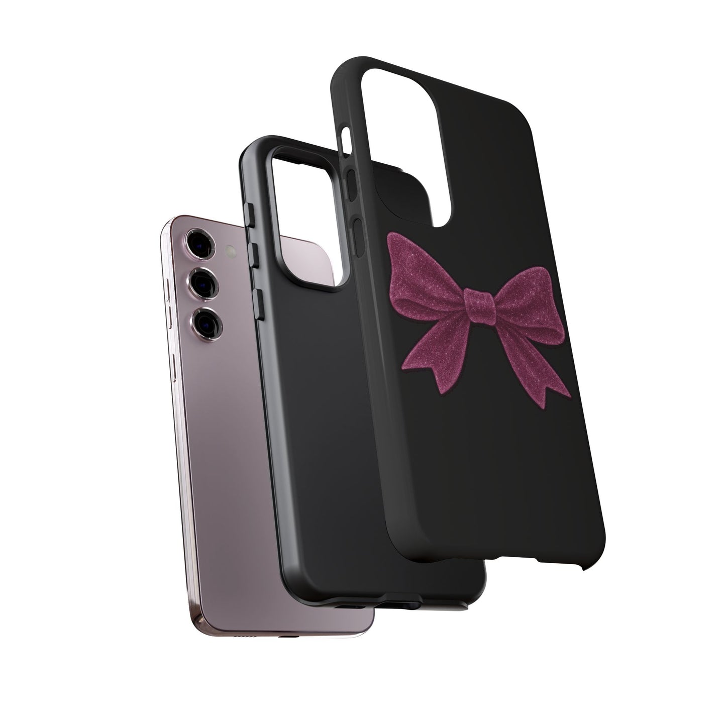 Pink Glitter Bow Samsung Case – Coquette Aesthetic Phone Cover – Girly Glossy Galaxy Case – Cute Soft Girl Tech Accessory – Kawaii Gift Idea