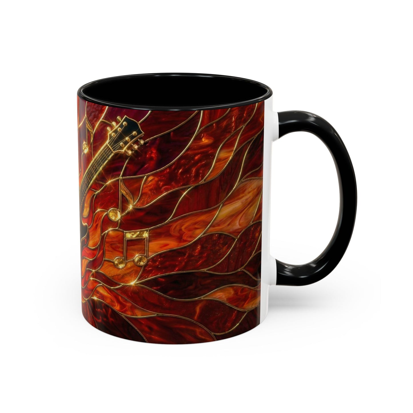 Stained Glass Guitar Mug, Fire Guitar Coffee Mug, Music Lover Gift Mug, Rock Guitar Art Cup, Musician Gift Mug, Guitar Lover Cup