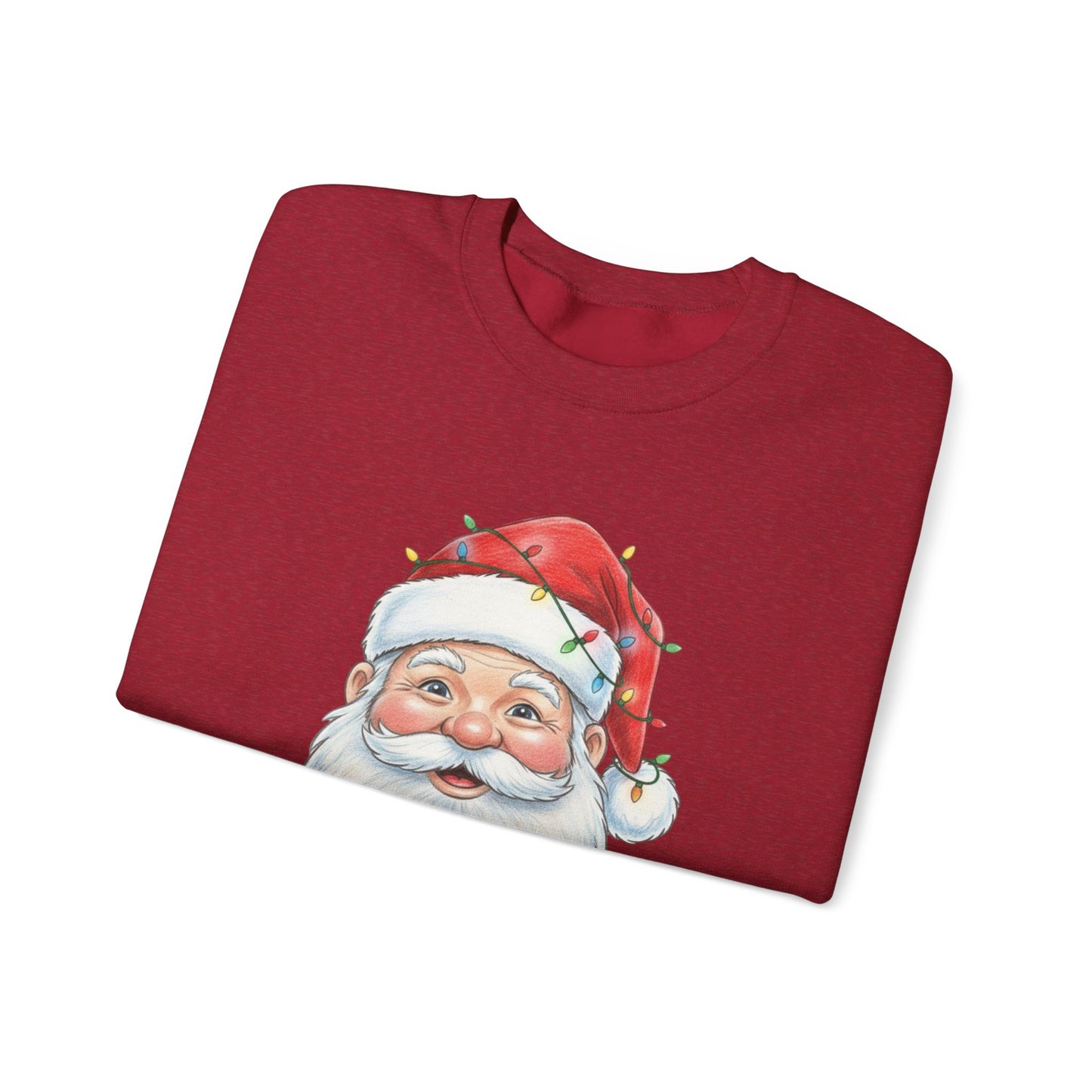 Santa Claus Christmas Sweatshirt, Vintage Santa Crewneck, Holiday Santa Face Sweater, Cute Christmas Lights Santa Shirt, Funny Xmas Sweatshirt