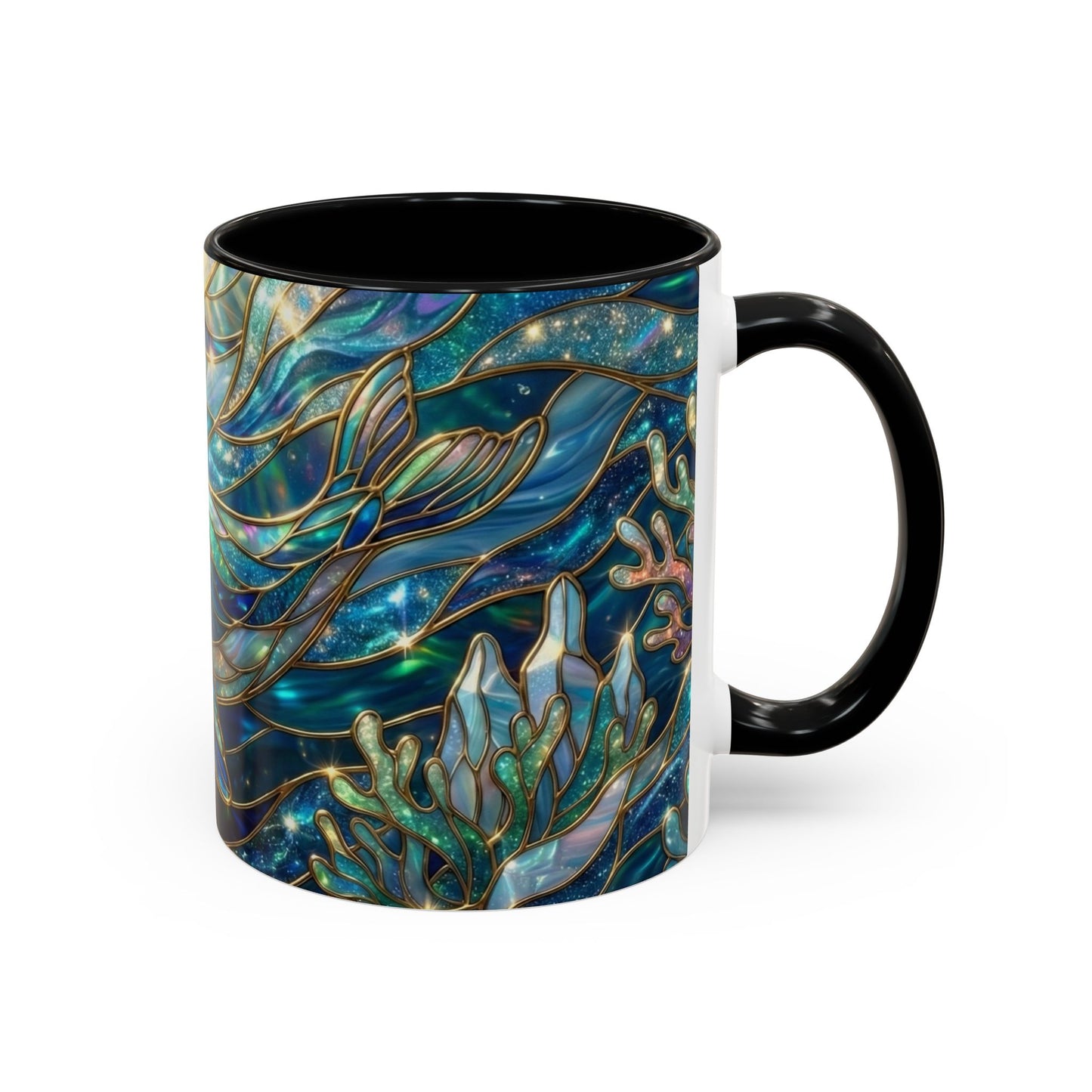 Seal Coffee Mug, Stained Glass Seal Mug, Cute Ocean Animal Art Mug, Marine Life Gift, Unique Ceramic Coffee Cup, 11oz 15oz Wildlife Mug