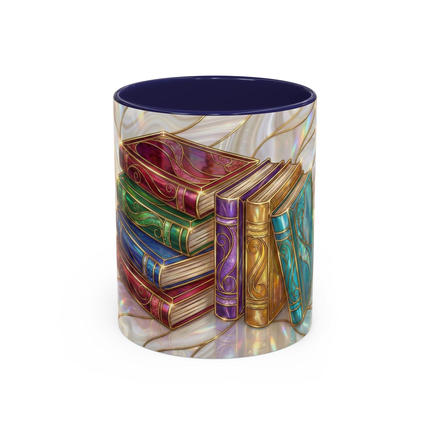 Book Lover Coffee Mug, Stained Glass Books Mug, Reading Gift For Bookworms, Library Aesthetic Mug, Booktok Mug, Ceramic Coffee Cup