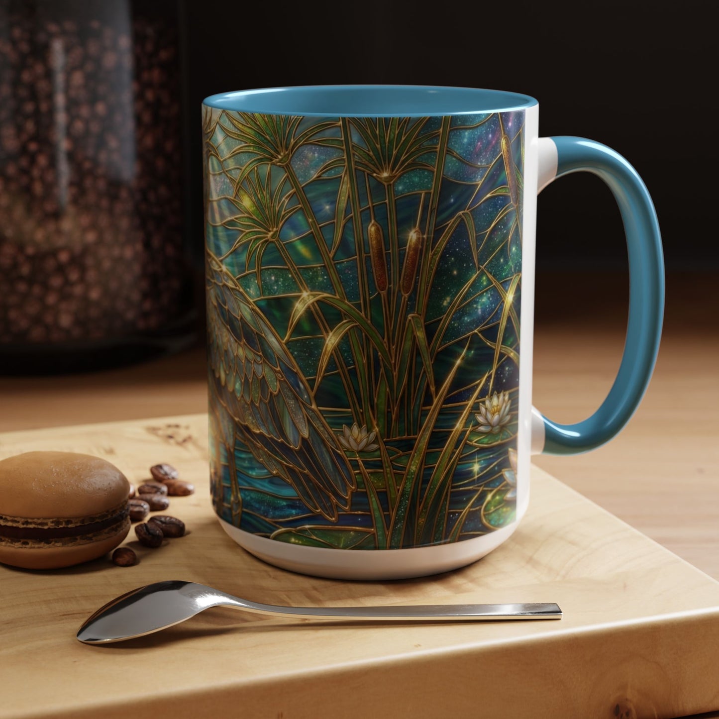 Shoebill Stork Mug, Stained Glass Bird Art, Prehistoric Animal Gift, Swamp Nature Coffee Cup, Galaxy Night, Ornithology Lover Present