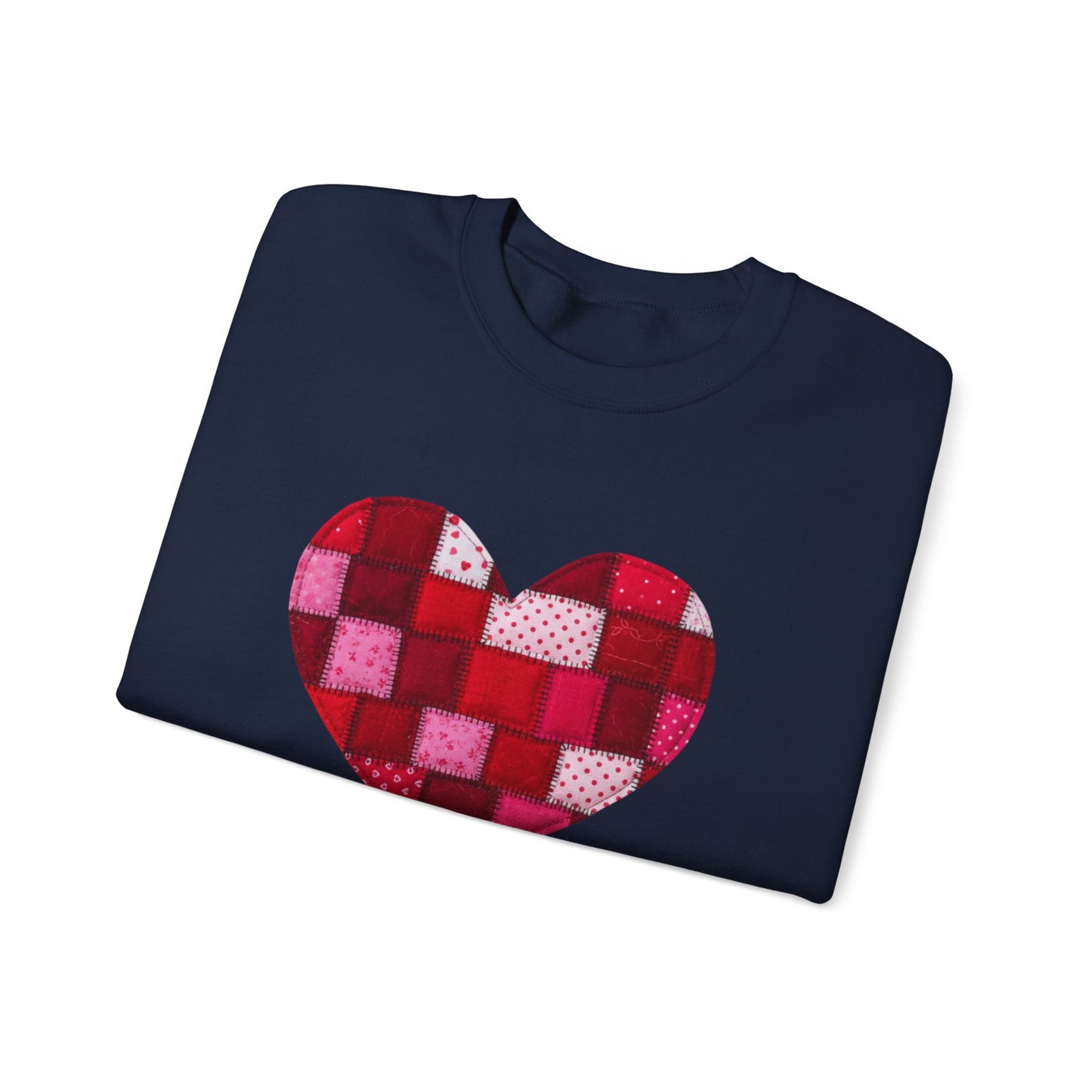 Faux Patchwork Heart Sweatshirt, Quilted Look Heart Pullover, Cozy Valentine Crewneck, Handmade Style Sweatshirt, Love Heart Shirt, Valentine Gift