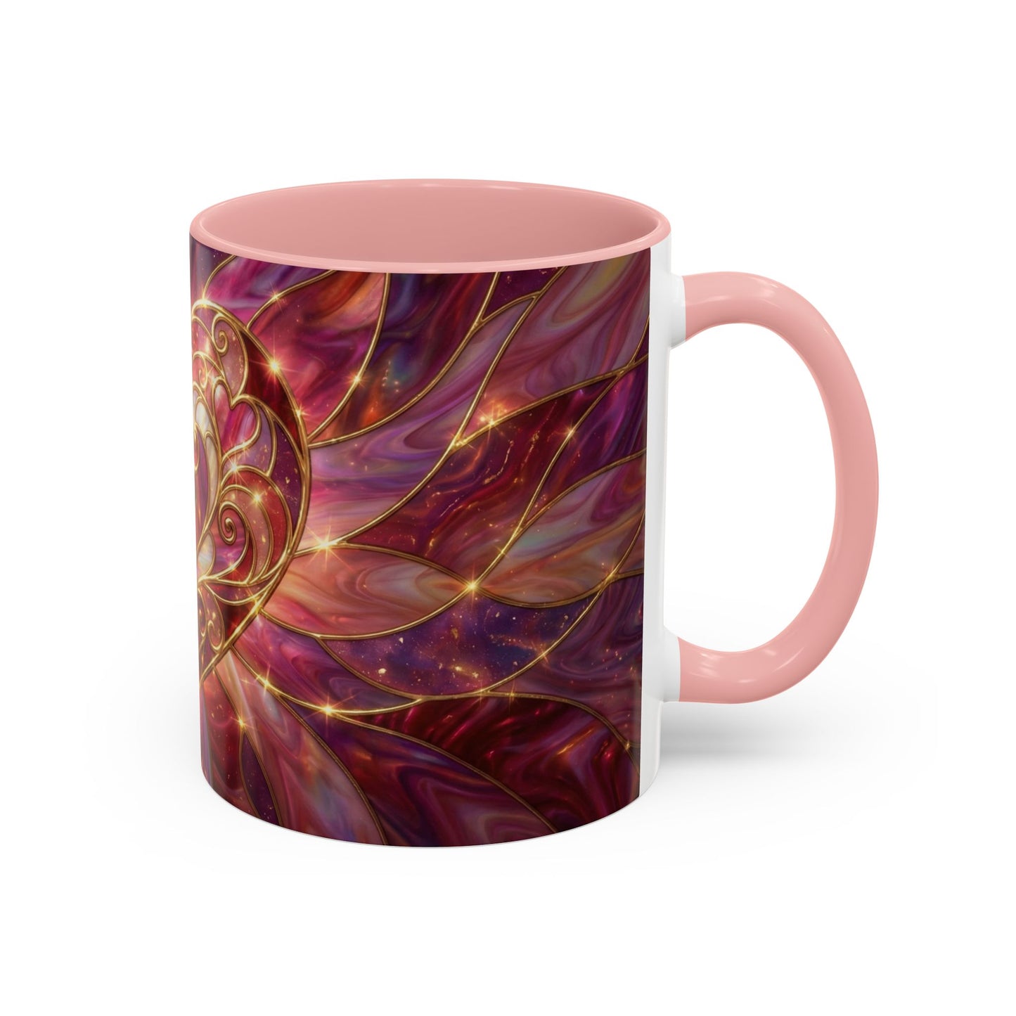 Stained Glass Heart Mug, Romantic Coffee Mug, Valentine Gift Mug, Love Heart Cup, Pink Aesthetic Mug, Anniversary Gift For Her
