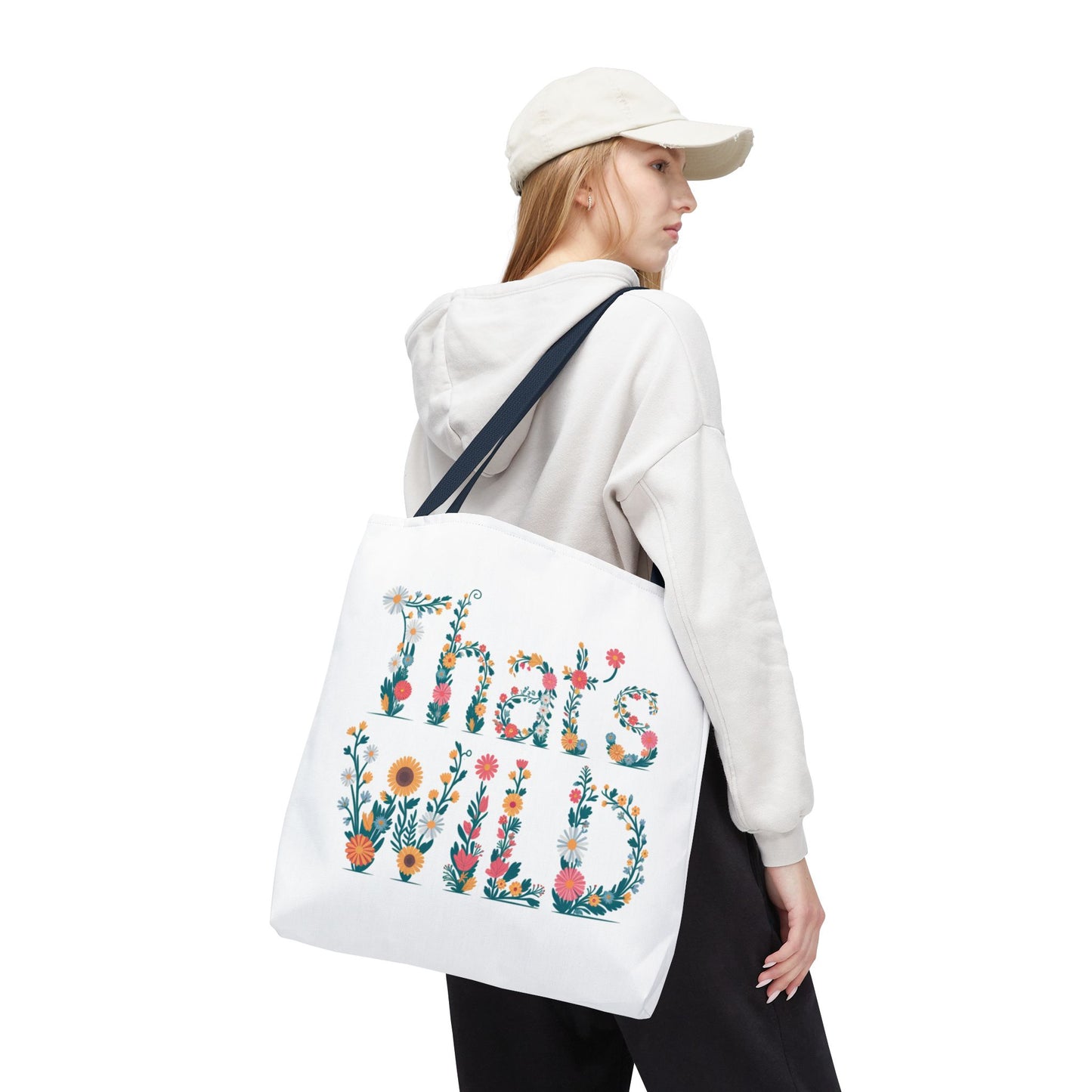 That’s Wild Floral Tote Bag – Cute Boho Canvas Bag With Colorful Flower Lettering, Eco Reusable Shopping Tote, Nature Lover Gift For Everyday Style