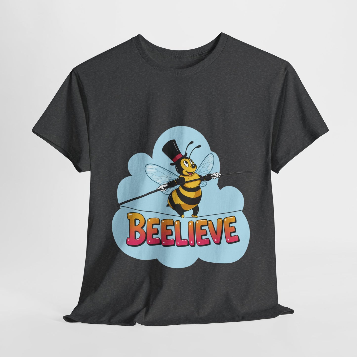 “Beelieve” Bee Pun T‑Shirt | Cute Bee Graphic Tee | Inspirational Pun Shirt | Funny Nature Lover Gift | Bee Belief Positive Vibes Tee